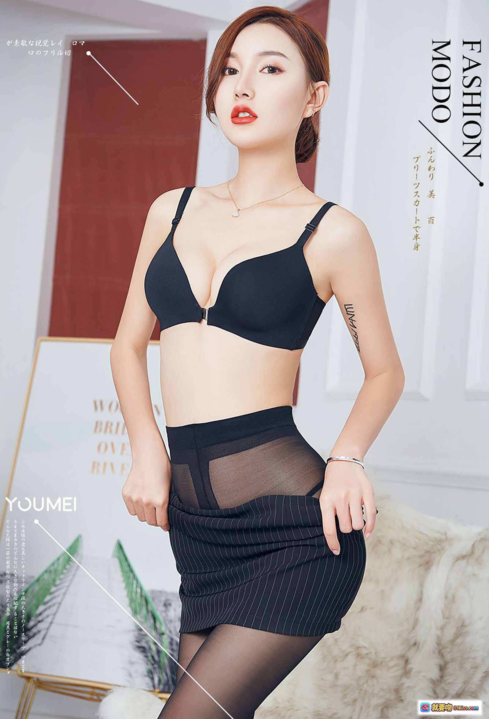 图片[3] - YouMei尤美2019.01.04 VOL.100倾城丽人M梦baby黑丝高跟职场风写真优雅性感美腿诱惑 - 就要吻