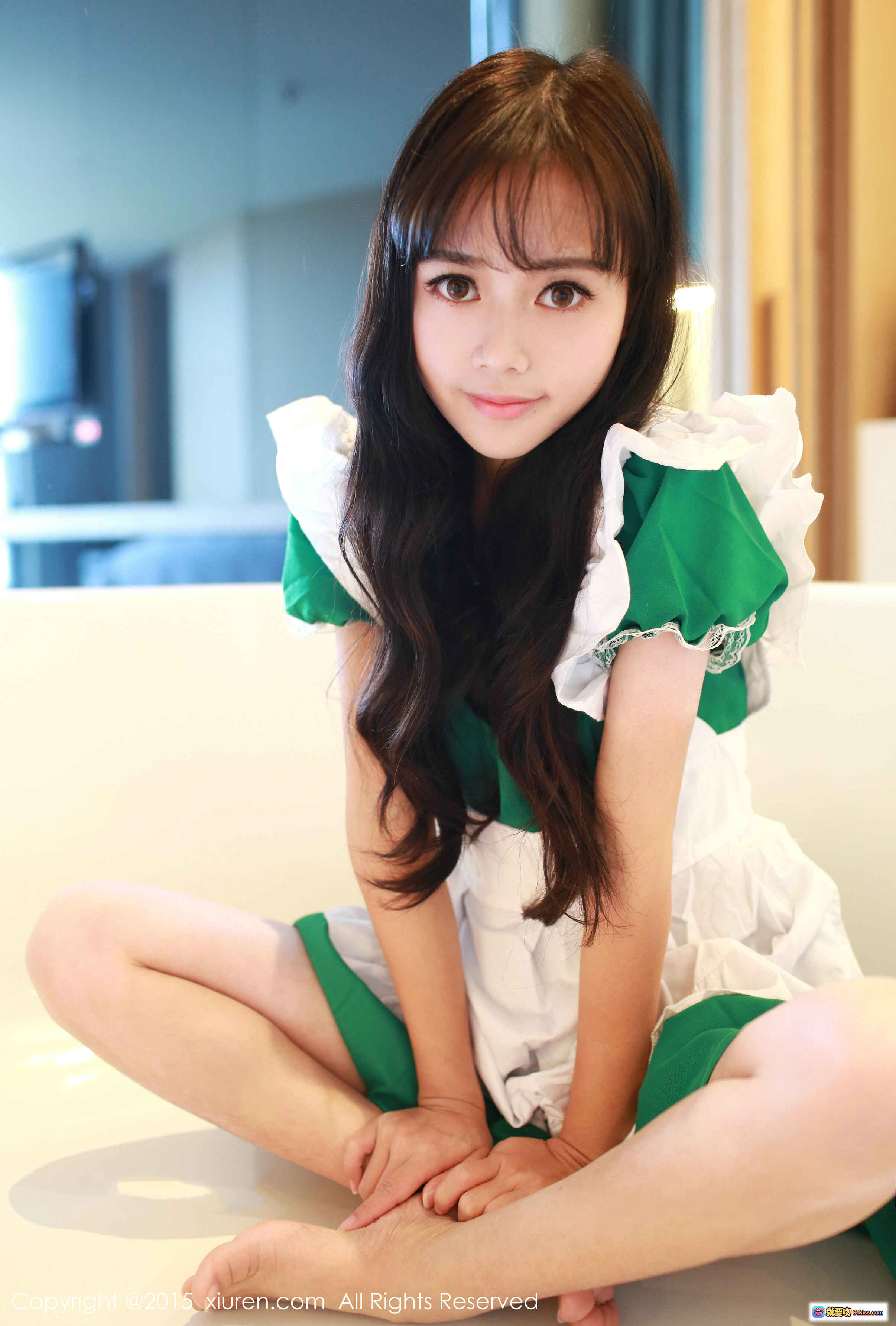 图片[6] - XIUREN秀人网2015.04.10 NO.316 toro羽住 绿白女仆装长发少女室内写真 甜美可爱清新风格 - 就要吻
