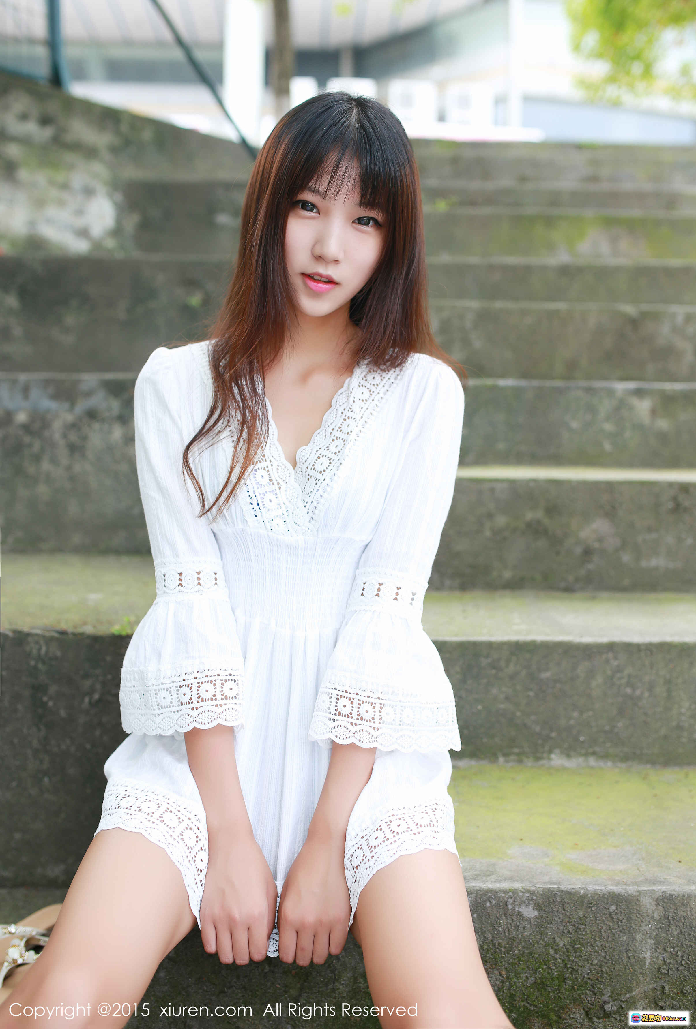 图片[6] - 徐畅白色蕾丝连衣裙户外写真 – 秀人网2015清新自然美女摄影 - 就要吻