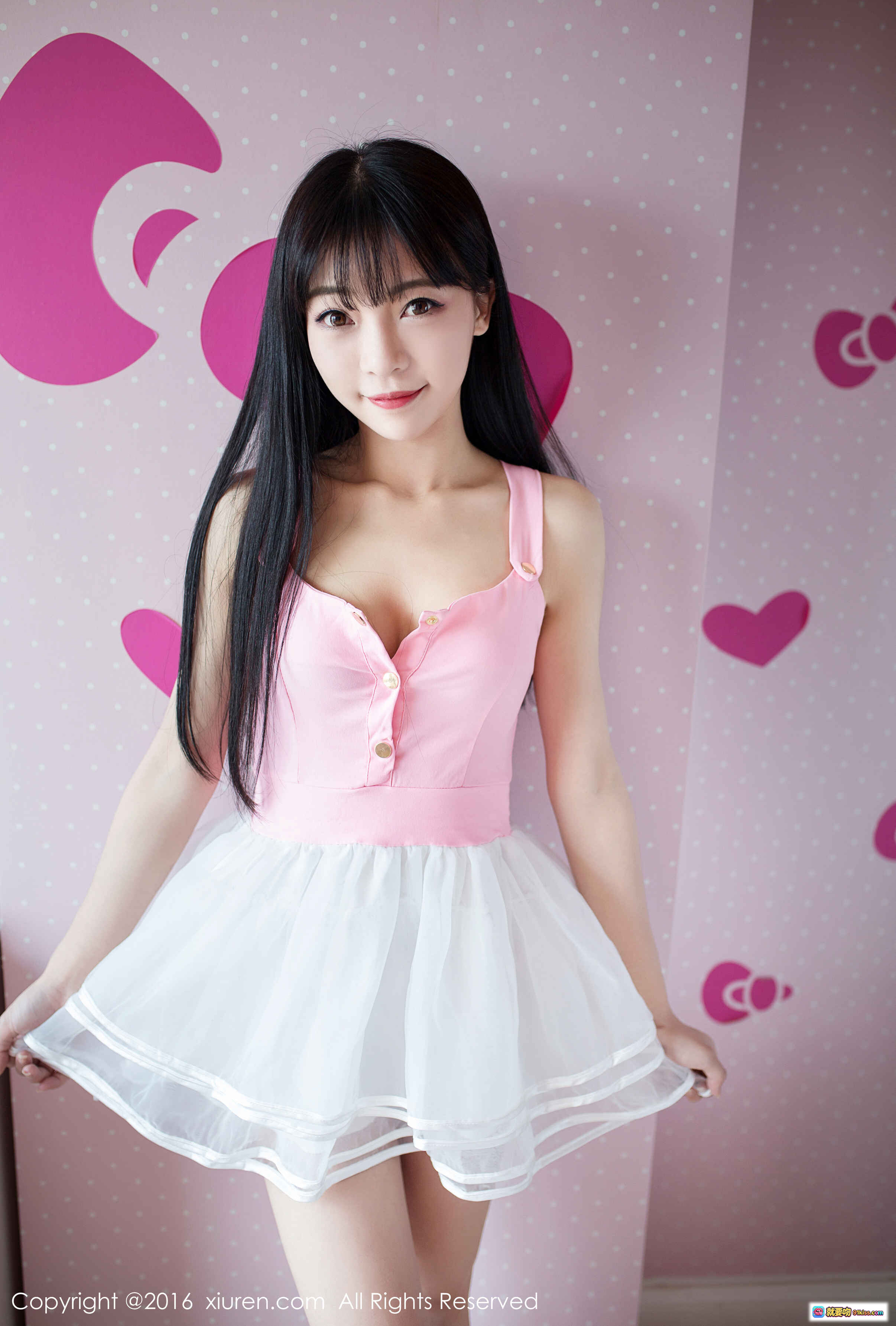 图片[10] - Mio莉莉丝性感写真 | 白色蕾丝内衣搭配红色细带 | 粉色波点背景甜美风 | 秀人网2016经典私房照 - 就要吻