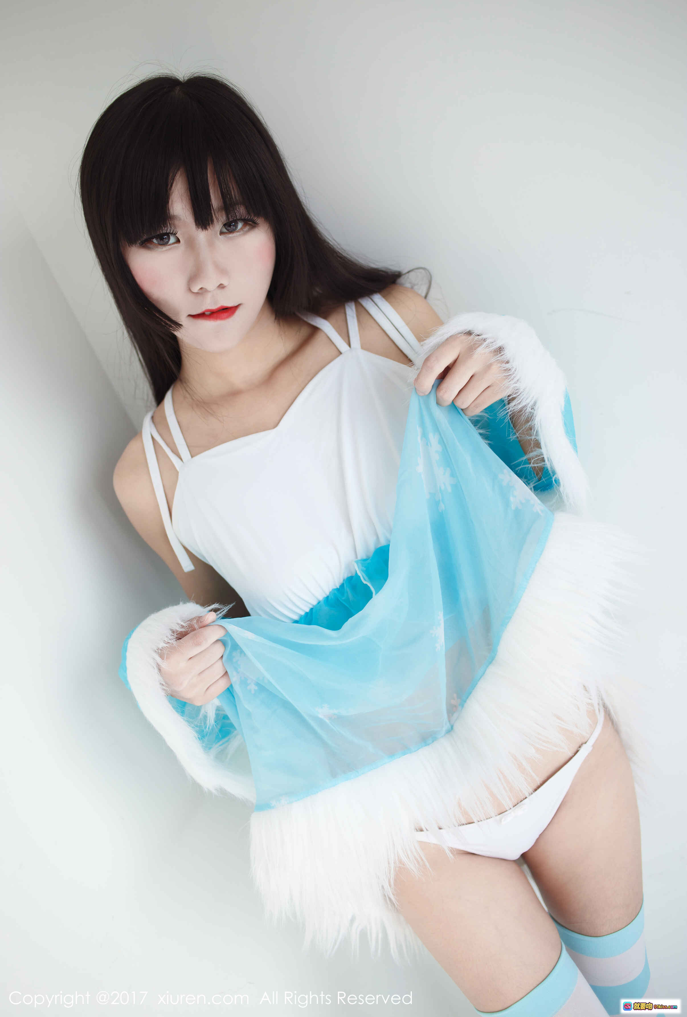 图片[6] - 香风提比cos写真 | 白蓝裙装+条纹过膝袜 | 秀人网No.676高清美图 | 2017年1月9日发布 - 就要吻