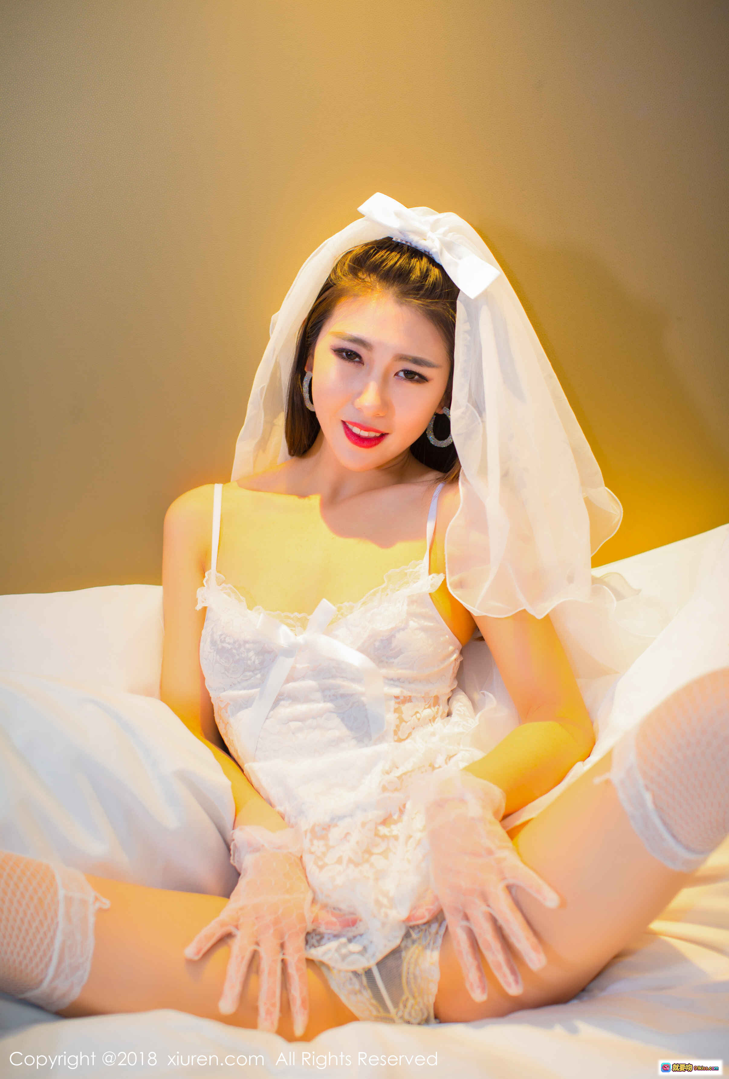 图片[10] - 糖果儿新娘造型写真｜白色蕾丝头纱手套性感私房照｜秀人网No.896高清图集 - 就要吻