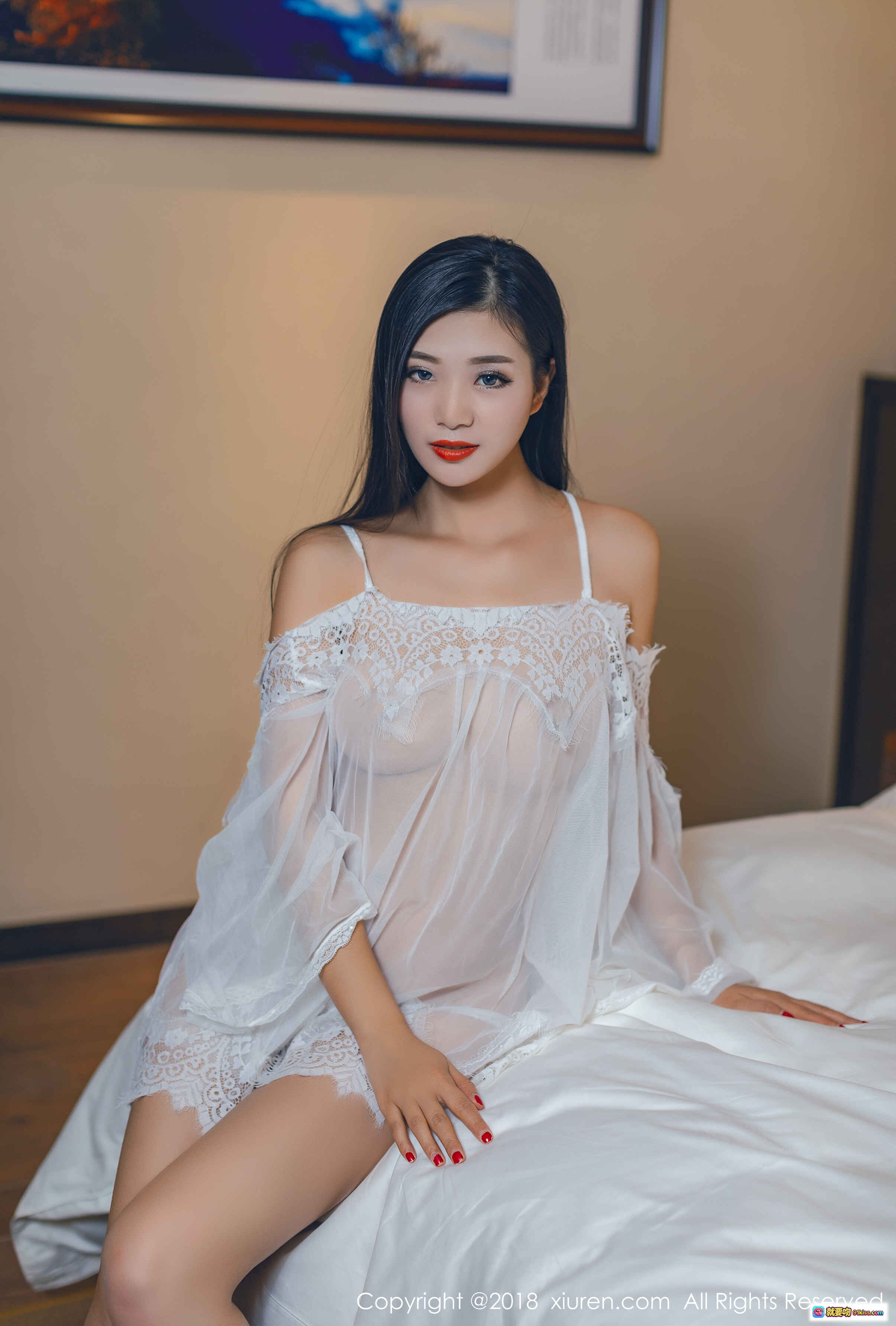 图片[6] - 宋KiKi白色蕾丝睡衣私房写真 – 秀人网2018高清性感美腿床照 - 就要吻