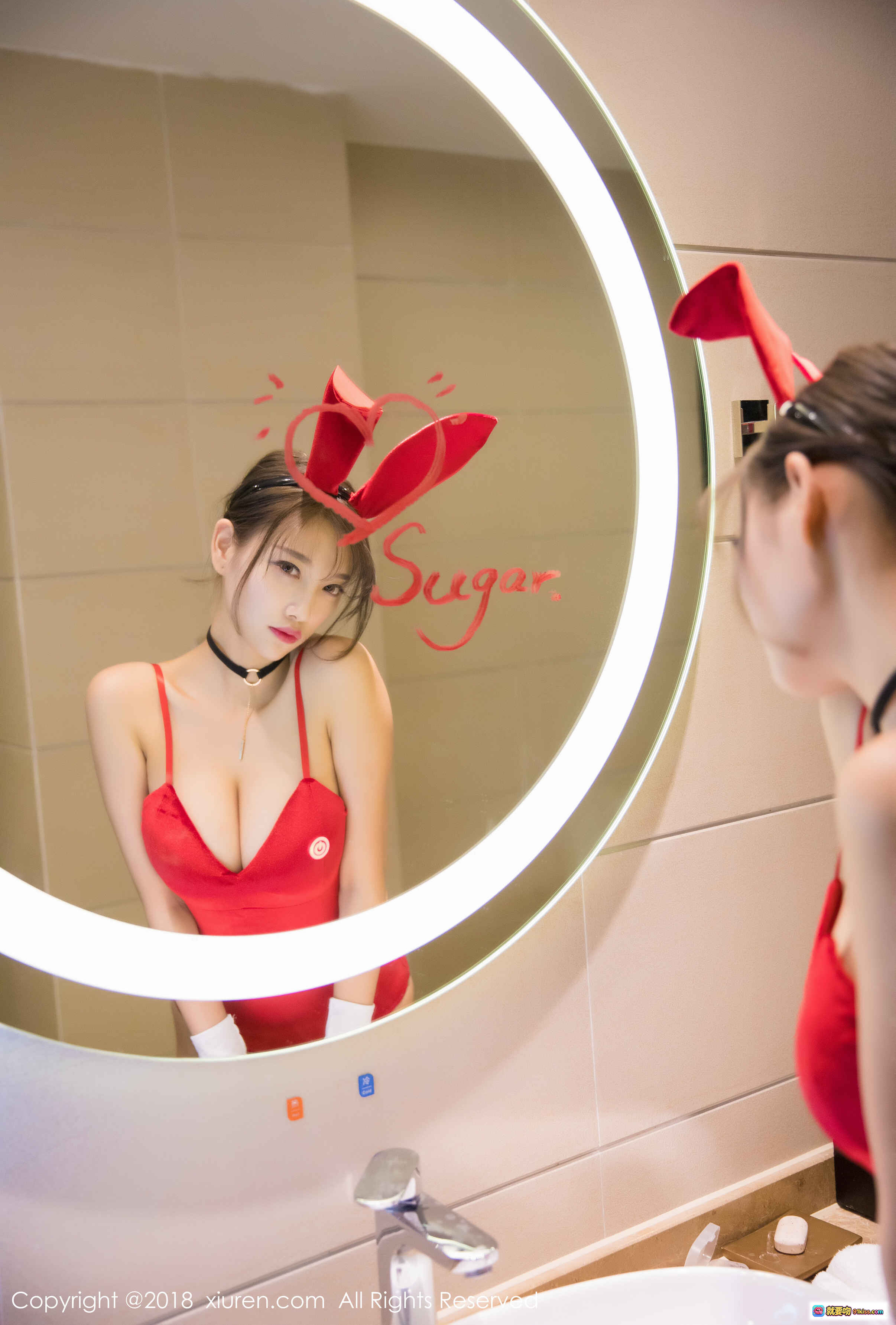 图片[7] - 杨晨晨Sugar红兔女郎写真_浴室镜前性感诱惑_黑丝吊带蕾丝美腿_秀人网2018高清图集 - 就要吻