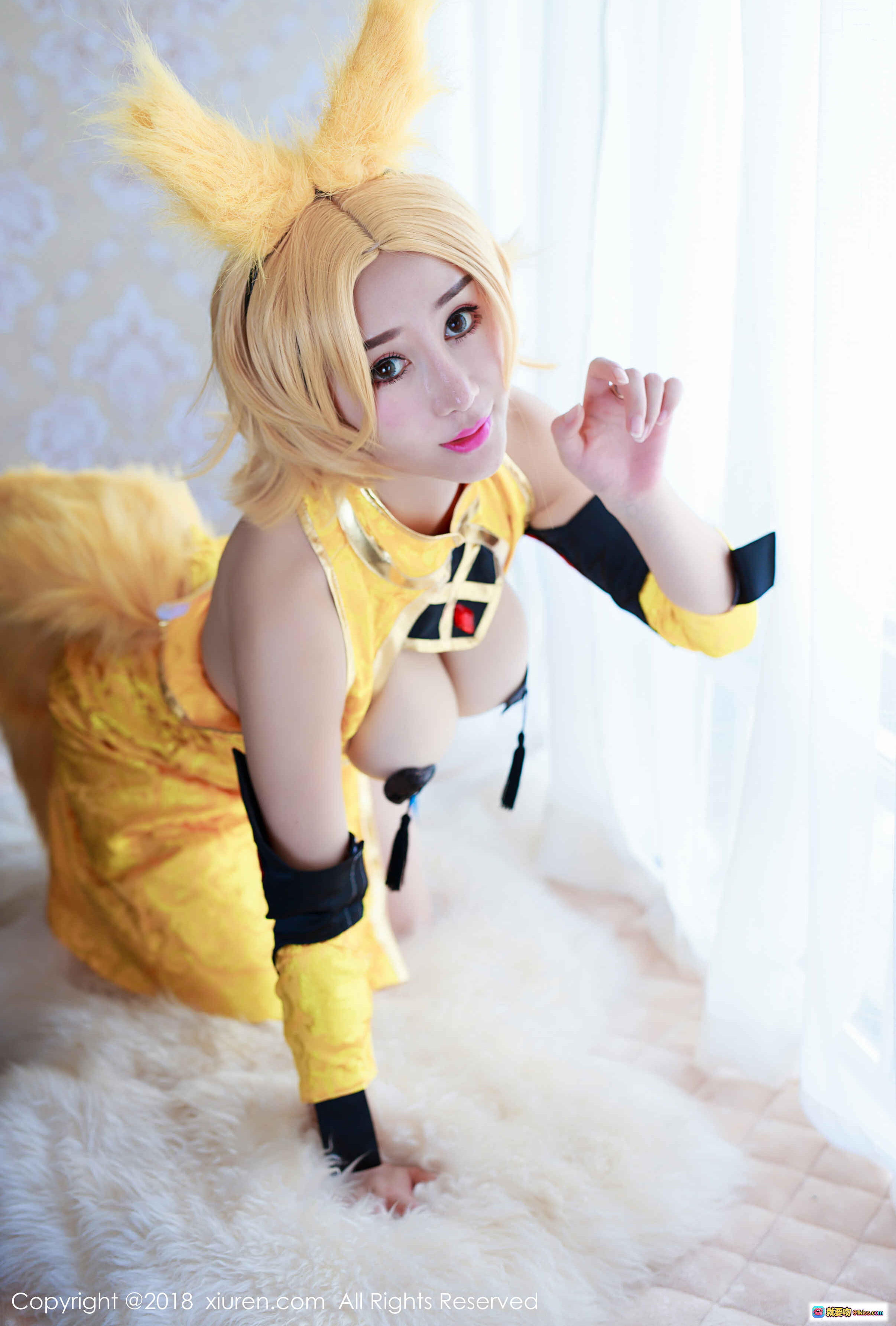 图片[7] - 邹晶晶女王COS写真｜金色旗袍兔耳造型｜秀人网No.937性感私房照 - 就要吻