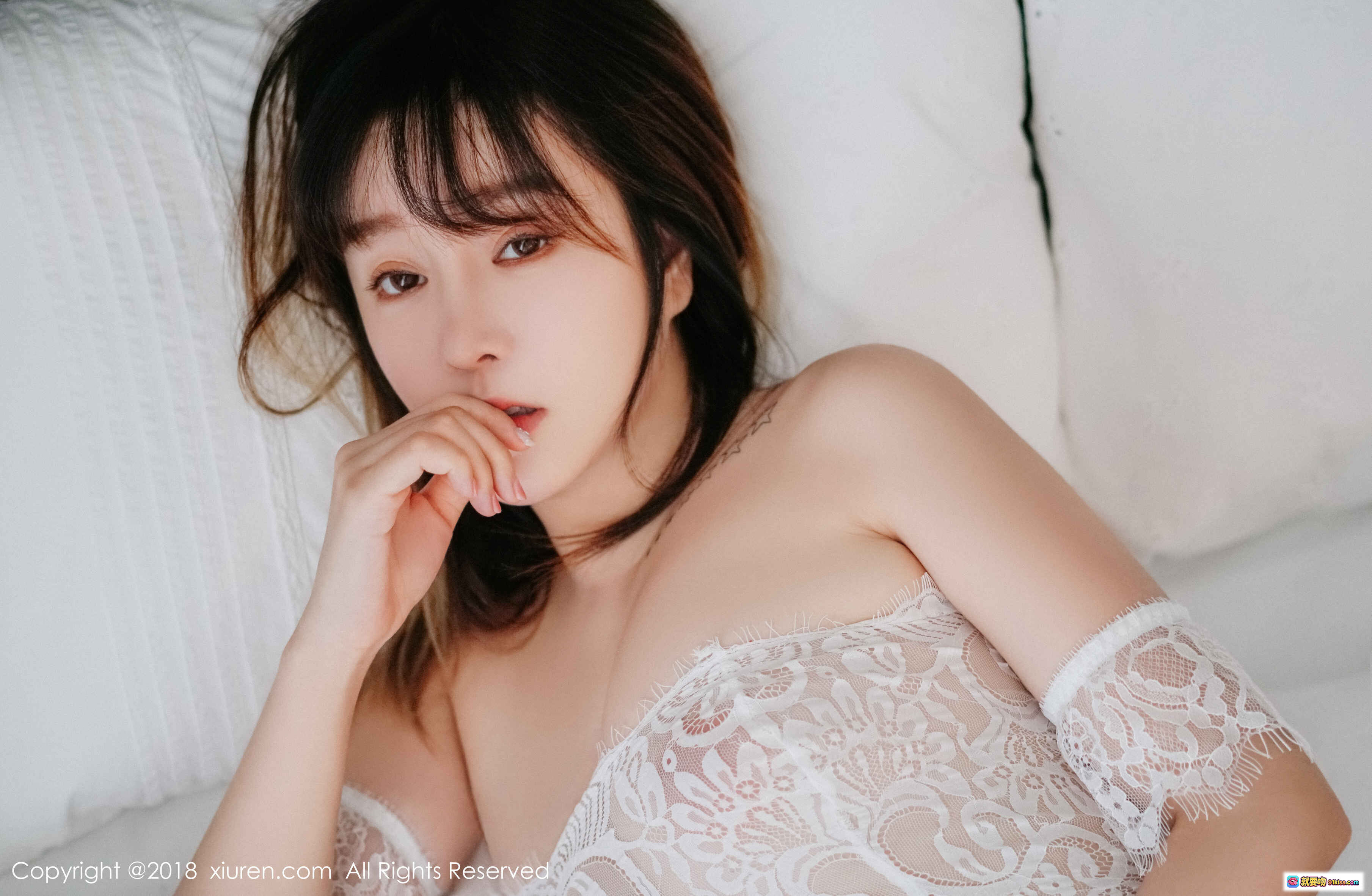 图片[3] - 王雨纯白色蕾丝内衣写真 – 秀人网2018.09.14 No.1159 床上性感私房美图 - 就要吻