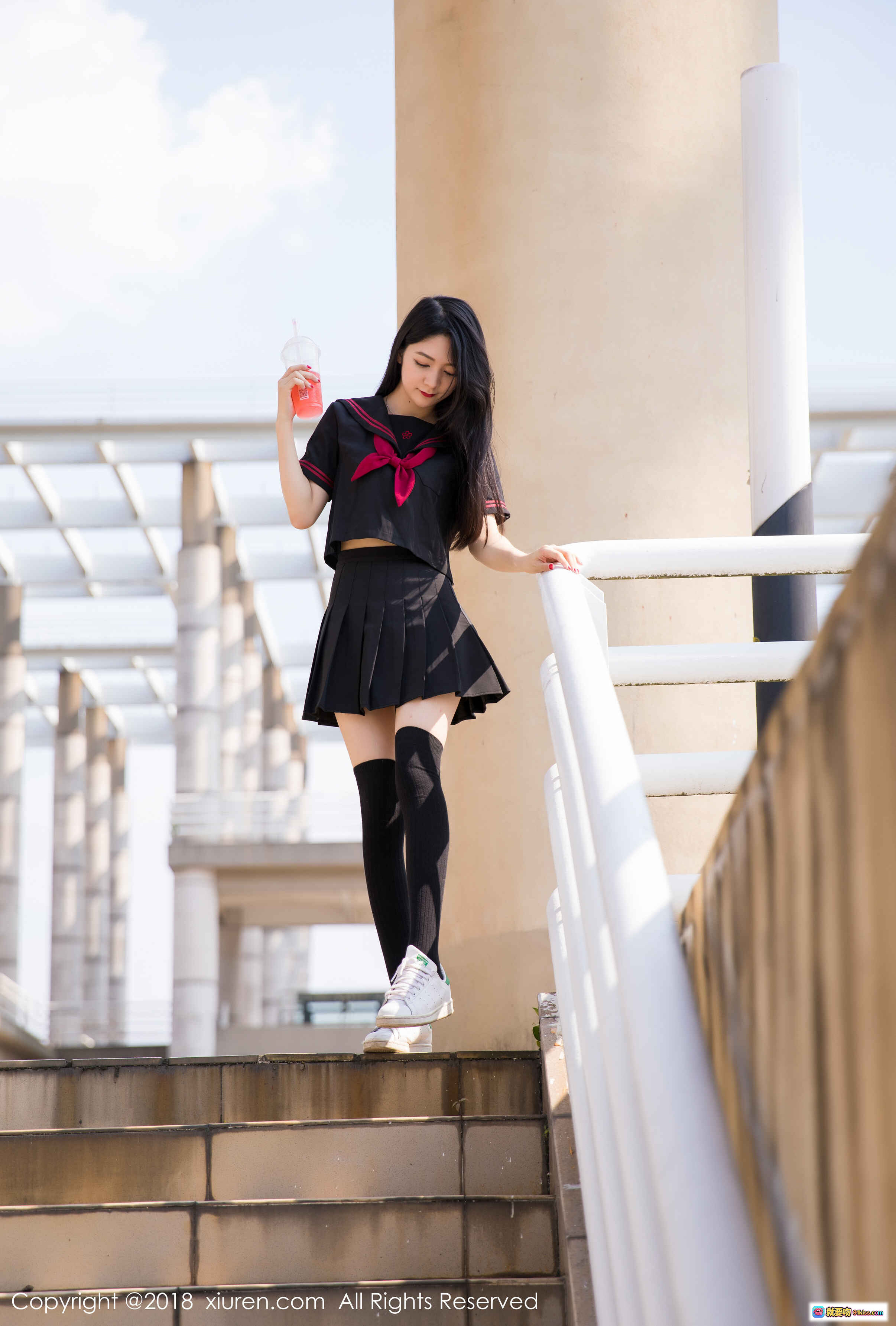 图片[6] - Angela小热巴校园风黑裙白鞋长袜写真 | XIUREN秀人网2018.09.11 No.1156高清美图 - 就要吻