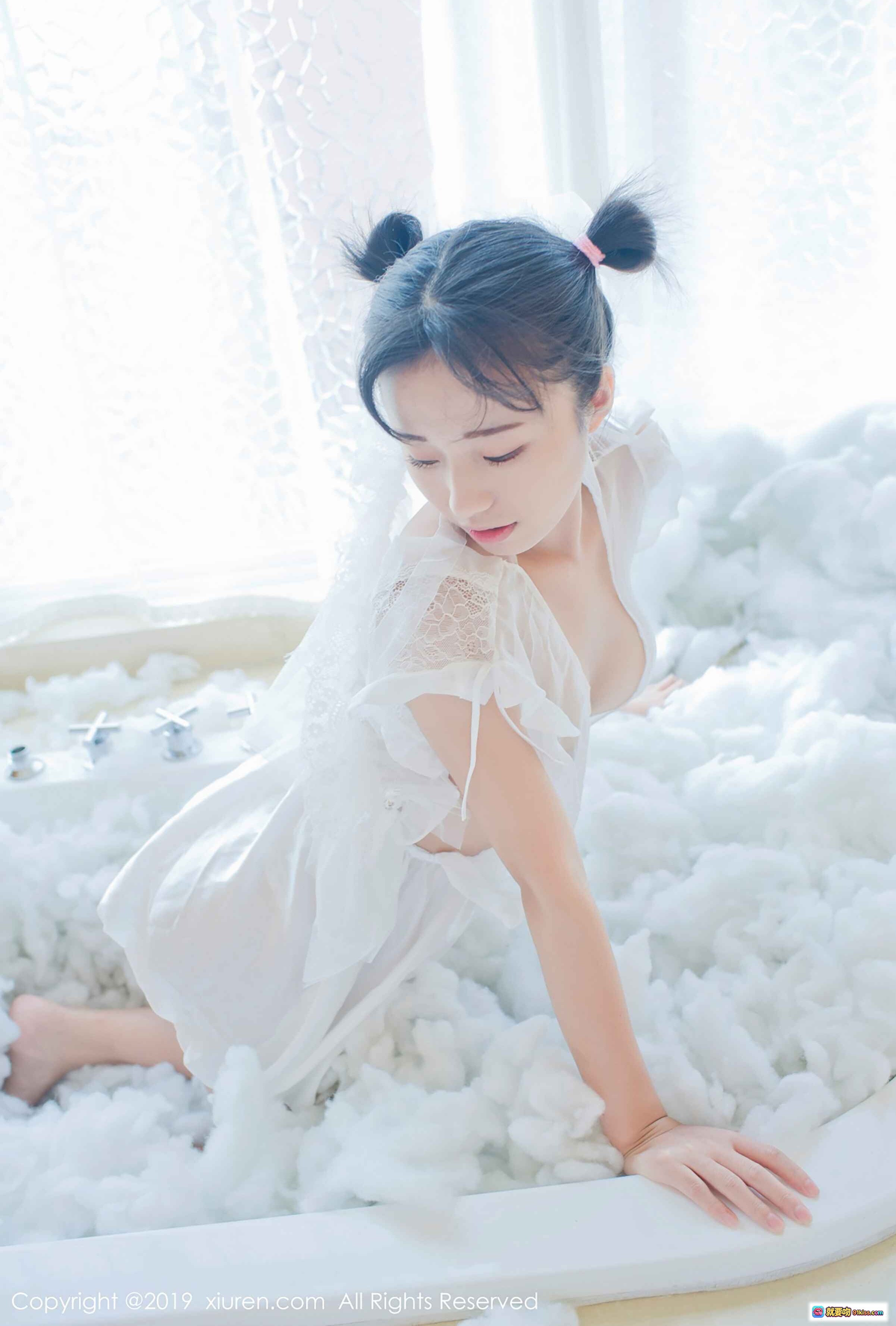 图片[10] - 仓井优香白色蕾丝浴袍泡泡浴写真 – 秀人网2019年1月16日No.1313高清美图 - 就要吻