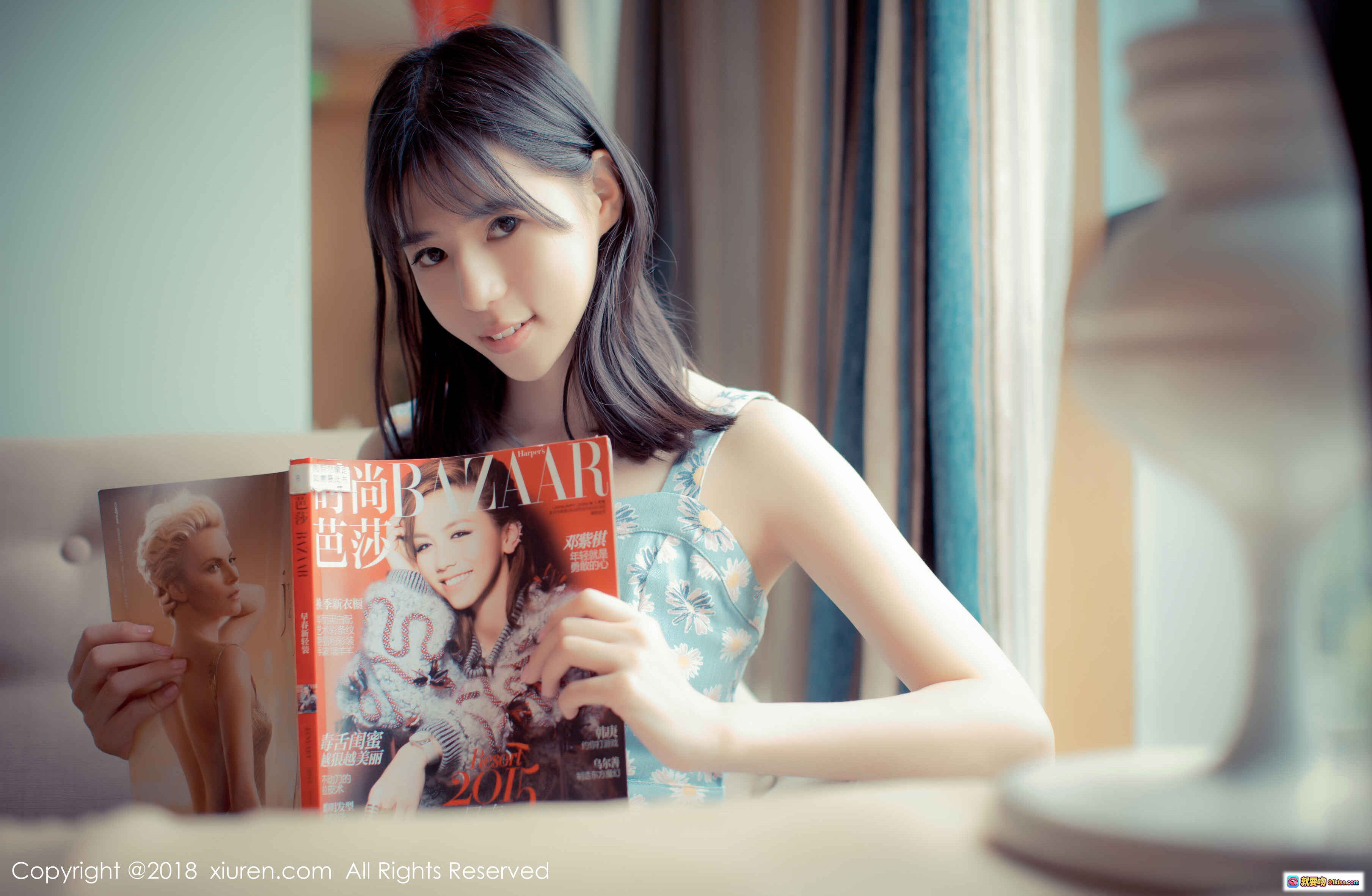 图片[1] - 艾栗栗栗栗栗栗吖优雅阅读时尚芭莎杂志·清新居家写真·秀人网2018精选美图 - 就要吻