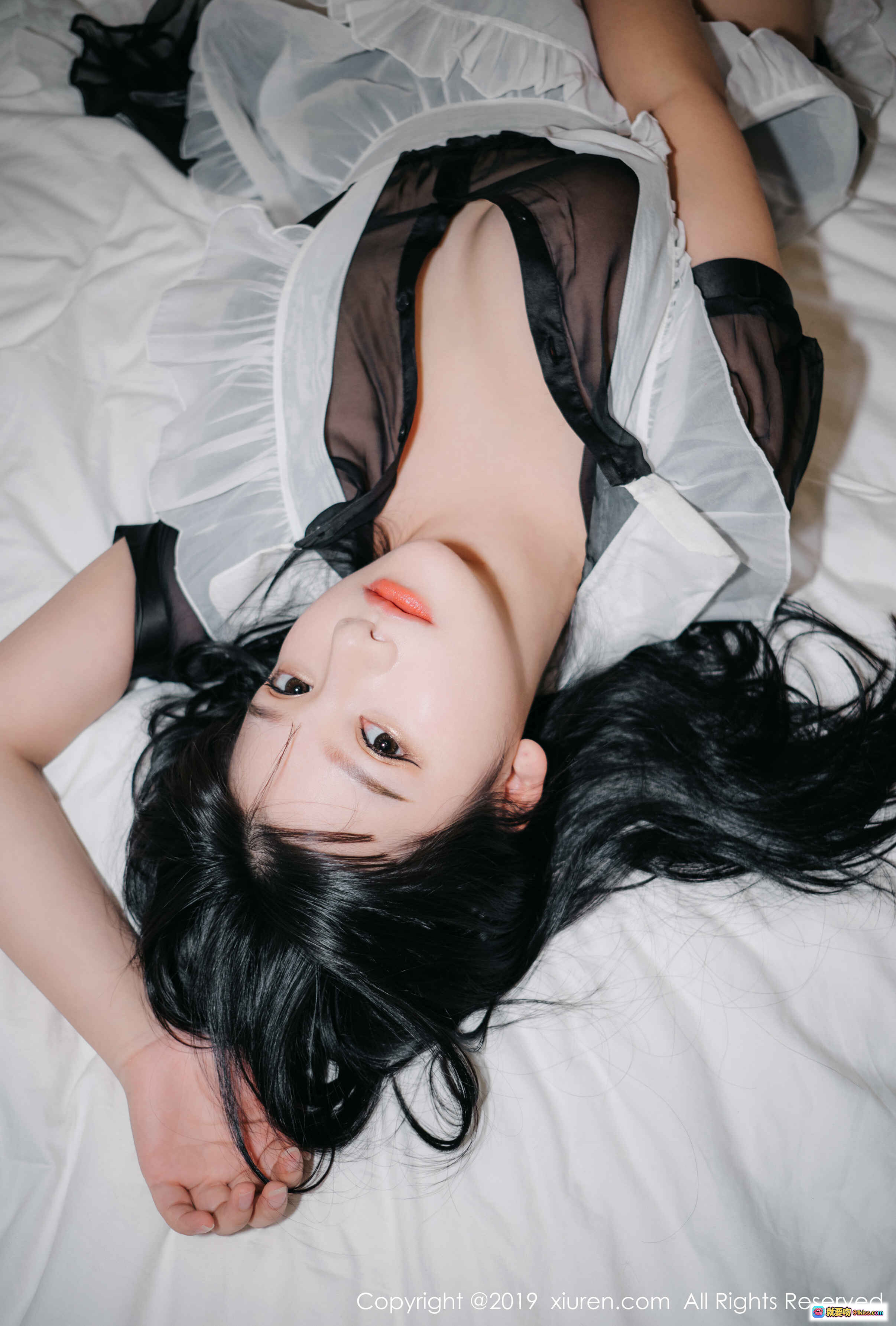 图片[10] - 小尤奈性感女仆装写真 – 黑白蕾丝透视裙+红色蝴蝶结 – 秀人网2019高清私房照 - 就要吻