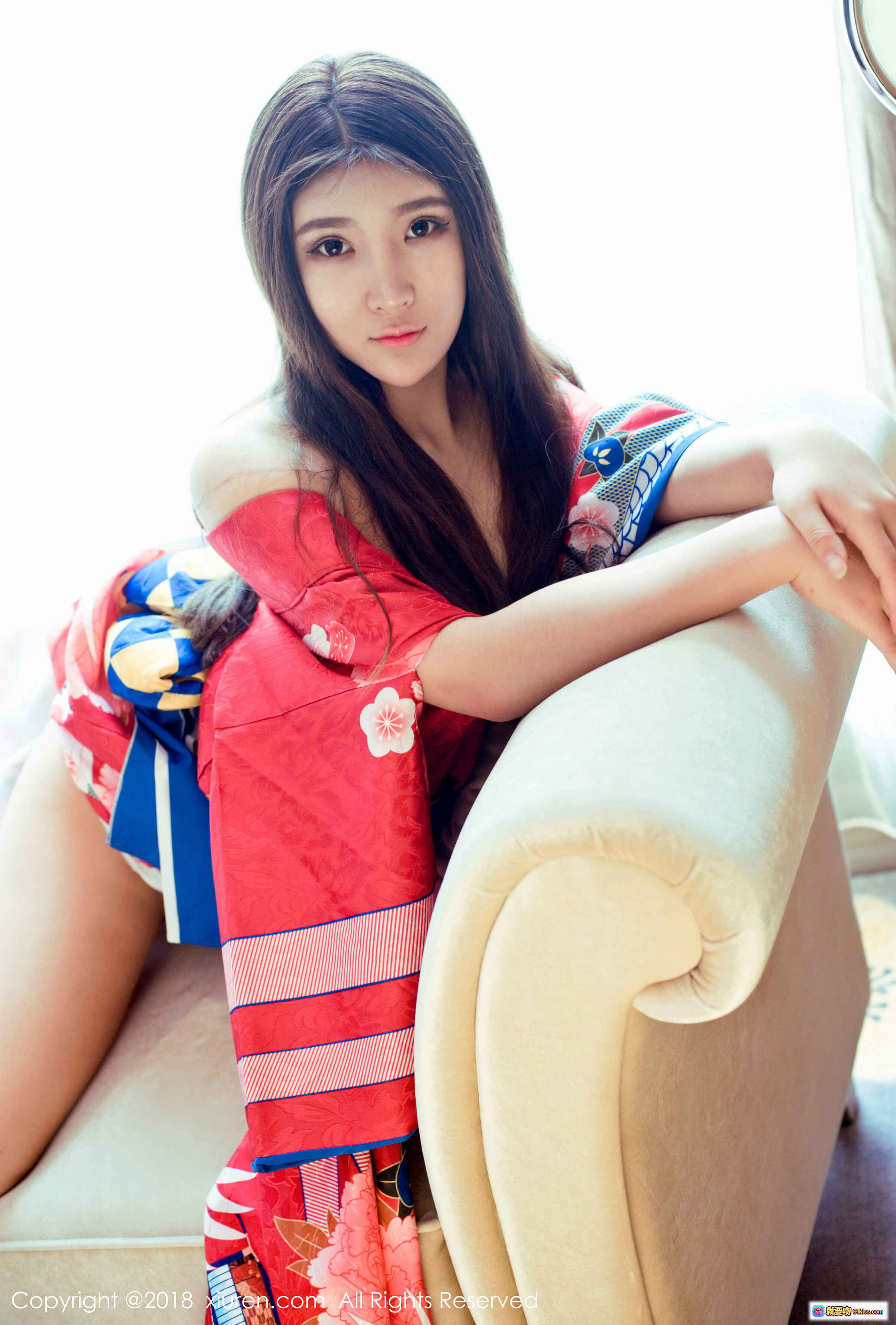 图片[6] - XIUREN秀人网2018.04.08 No.973 小熊呀 和风浴衣写真 红色樱花图案 甜美长发 肩部微露 优雅室内光影 42P高清图集 - 就要吻
