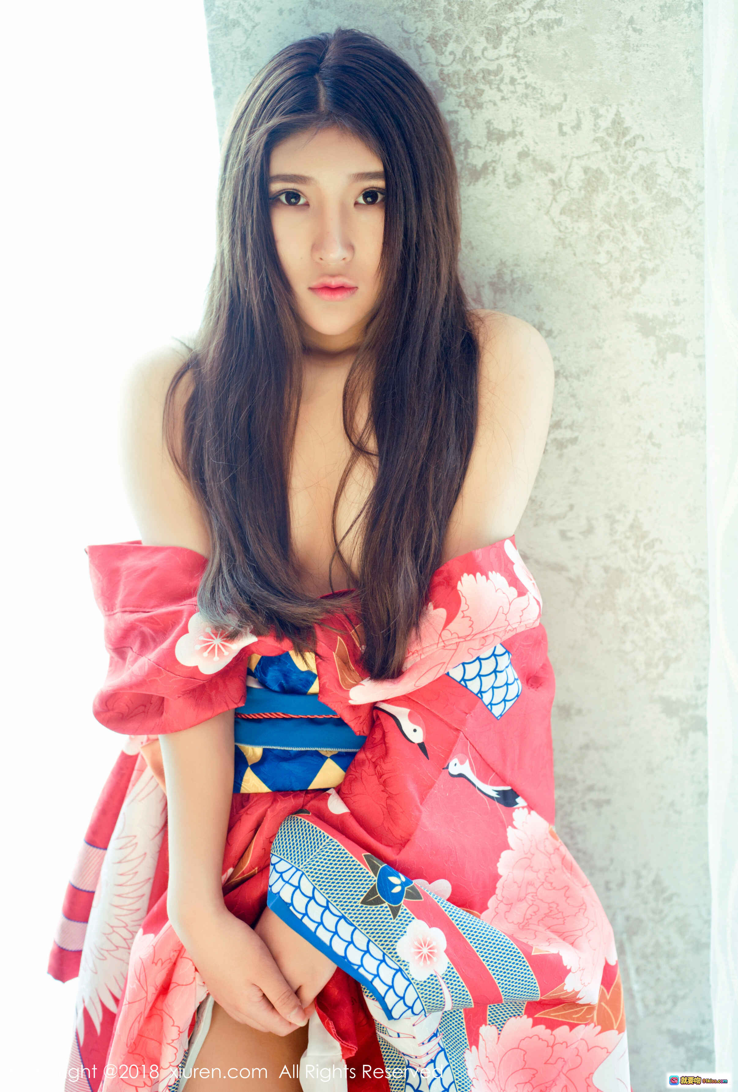 图片[5] - XIUREN秀人网2018.04.08 No.973 小熊呀 和风浴衣写真 红色樱花图案 甜美长发 肩部微露 优雅室内光影 42P高清图集 - 就要吻