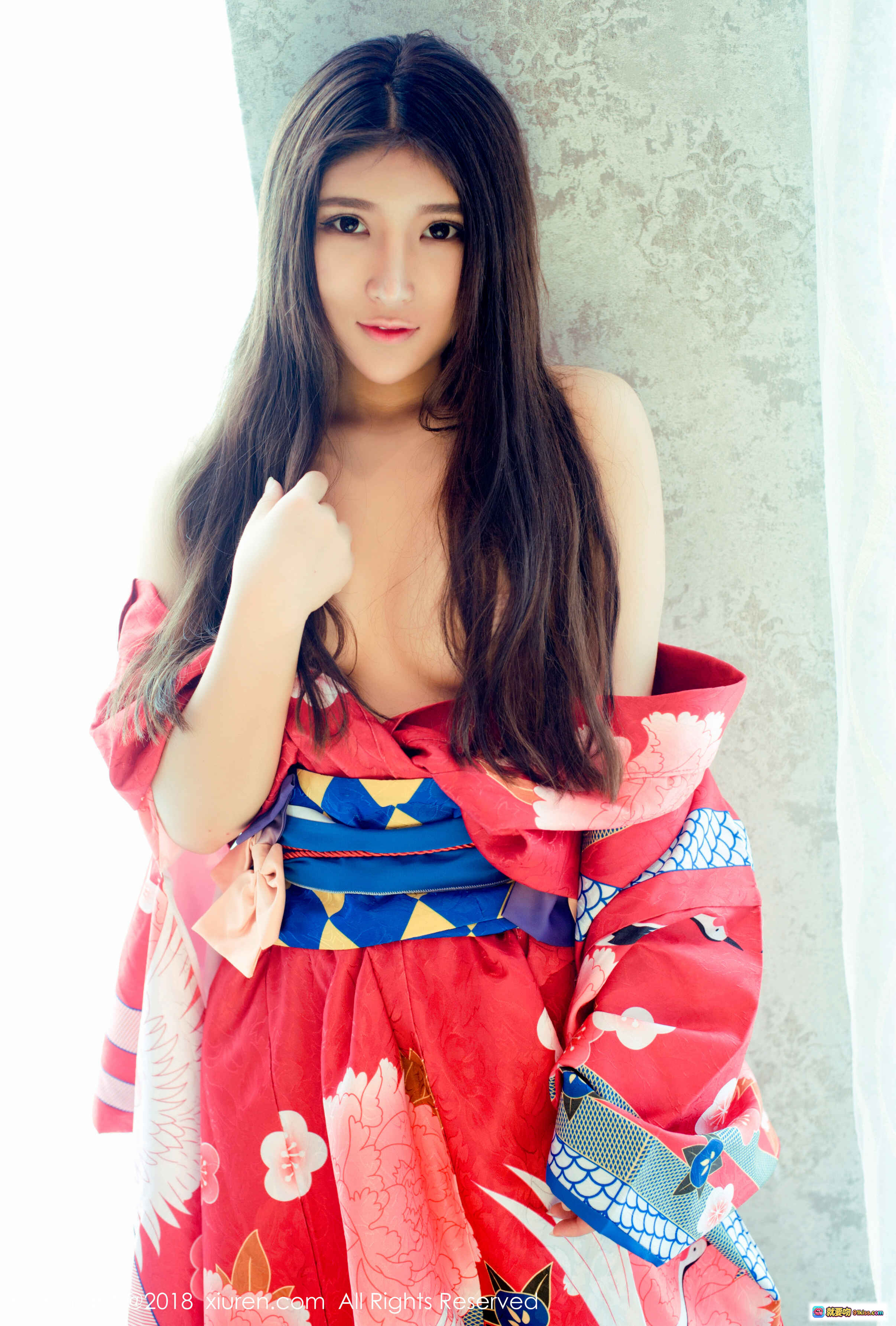 图片[8] - XIUREN秀人网2018.04.08 No.973 小熊呀 和风浴衣写真 红色樱花图案 甜美长发 肩部微露 优雅室内光影 42P高清图集 - 就要吻