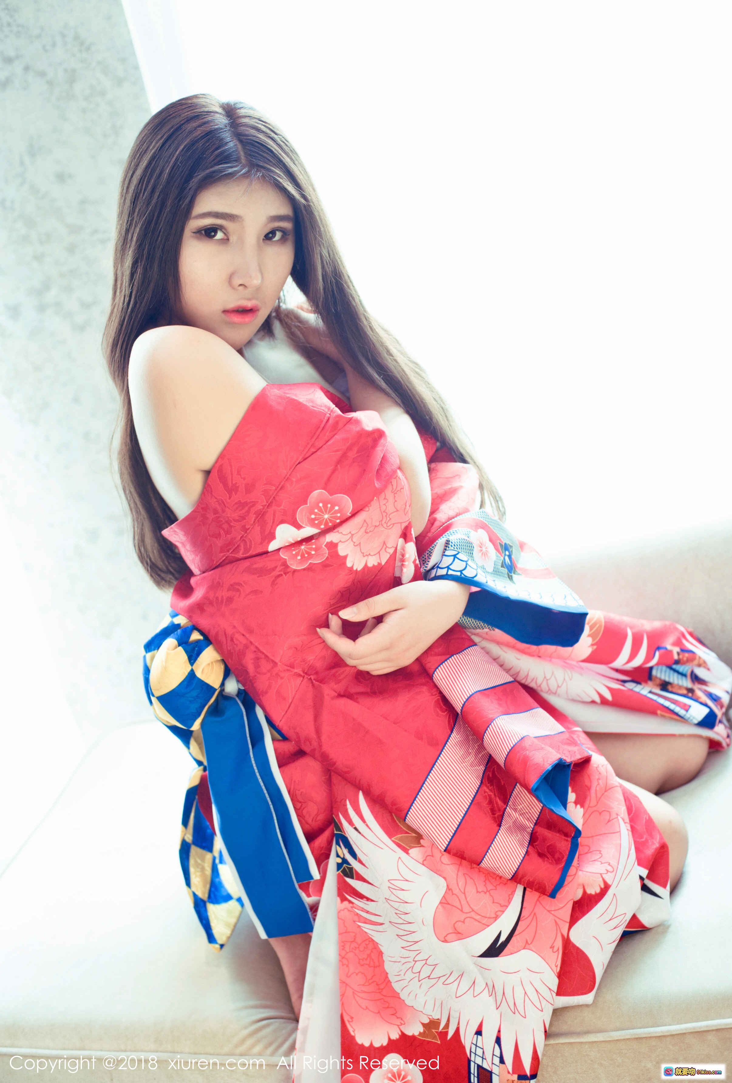 图片[3] - XIUREN秀人网2018.04.08 No.973 小熊呀 和风浴衣写真 红色樱花图案 甜美长发 肩部微露 优雅室内光影 42P高清图集 - 就要吻