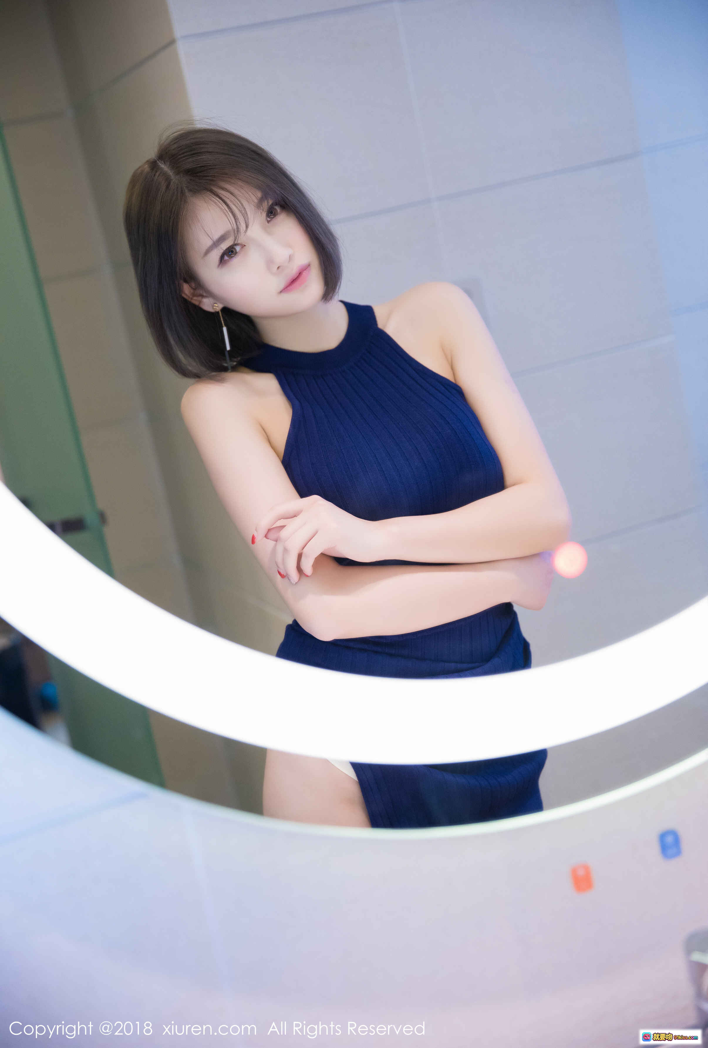 图片[7] - 杨晨晨sugar浴室写真 | 深蓝吊带短裙 | 优雅姿态 | 秀人网No.919 | 2018年1月31日高清图集 - 就要吻