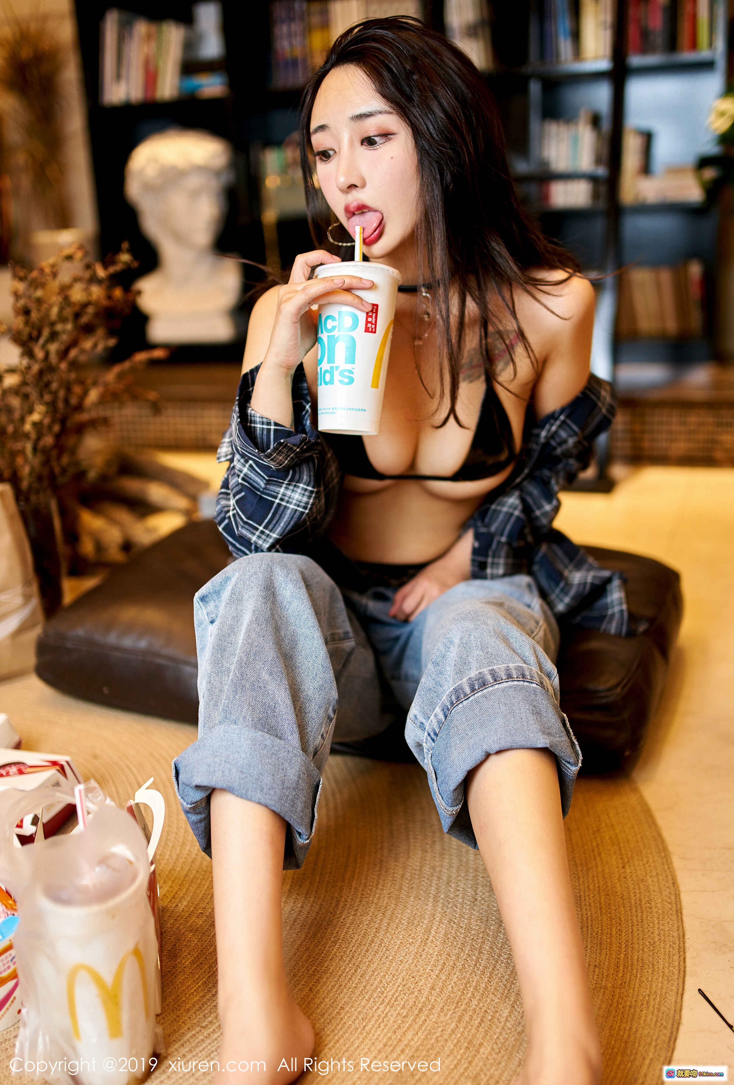 图片[7] - Betty林子欣性感写真｜黑色蕾丝内衣+格子衬衫+牛仔裤｜秀人网2019高清私房照 - 就要吻