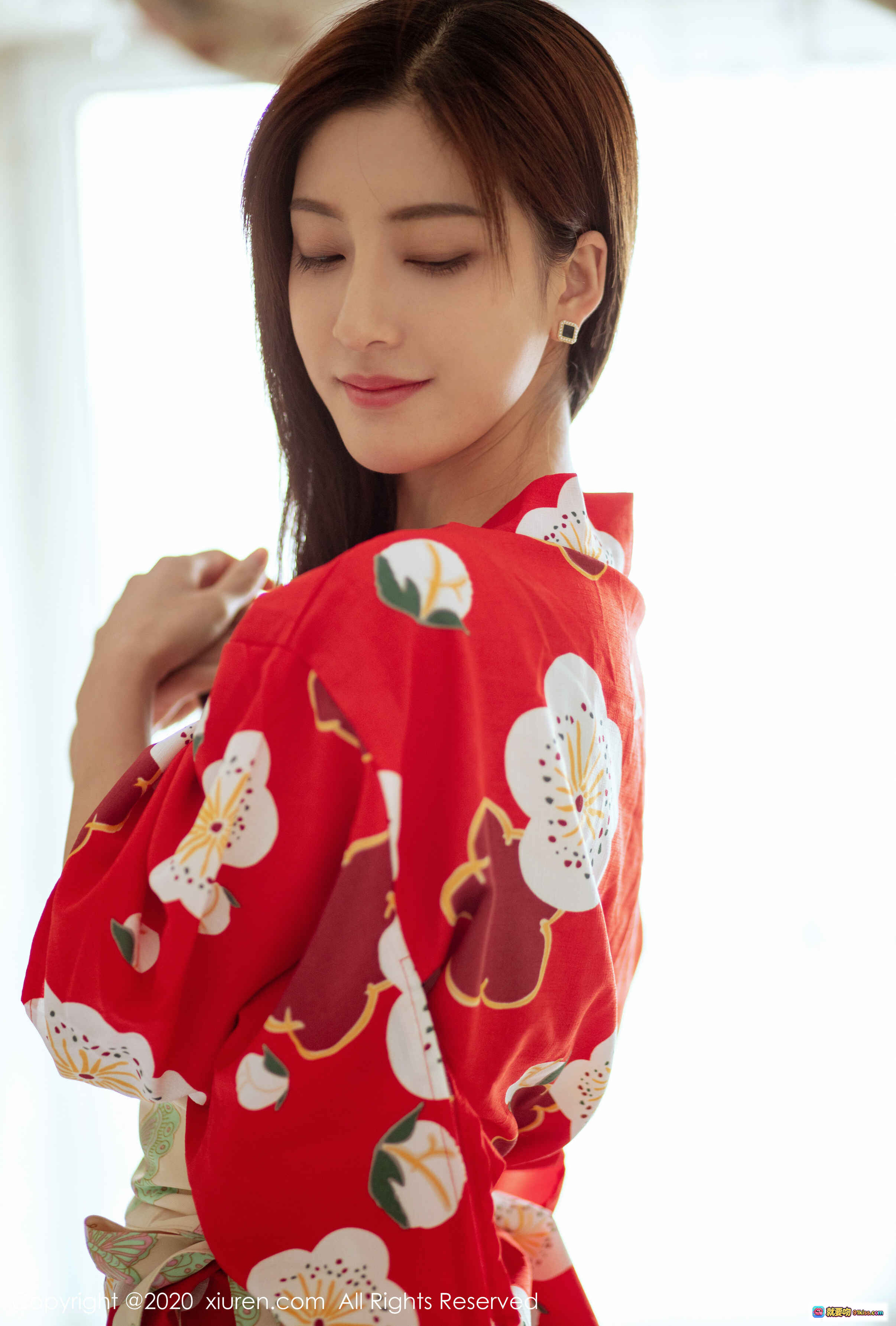 林文文yooki红色和风浴衣写真 | XIUREN秀人网2020.02.28 No.2015 | 优雅日系风格 | 白梅印花设计 | 清新自然美拍 - 就要吻