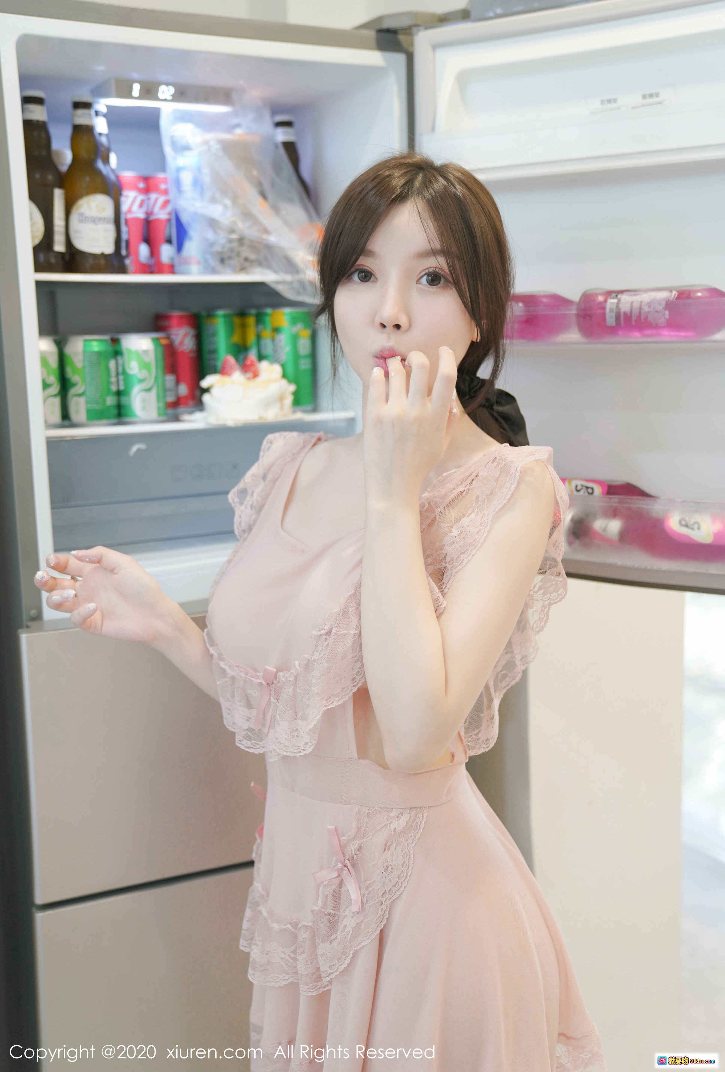 图片[3] - 糯美子Mini厨房写真｜粉色蕾丝睡衣炒菜性感诱惑｜秀人网2020.04.23 No.2186 - 就要吻