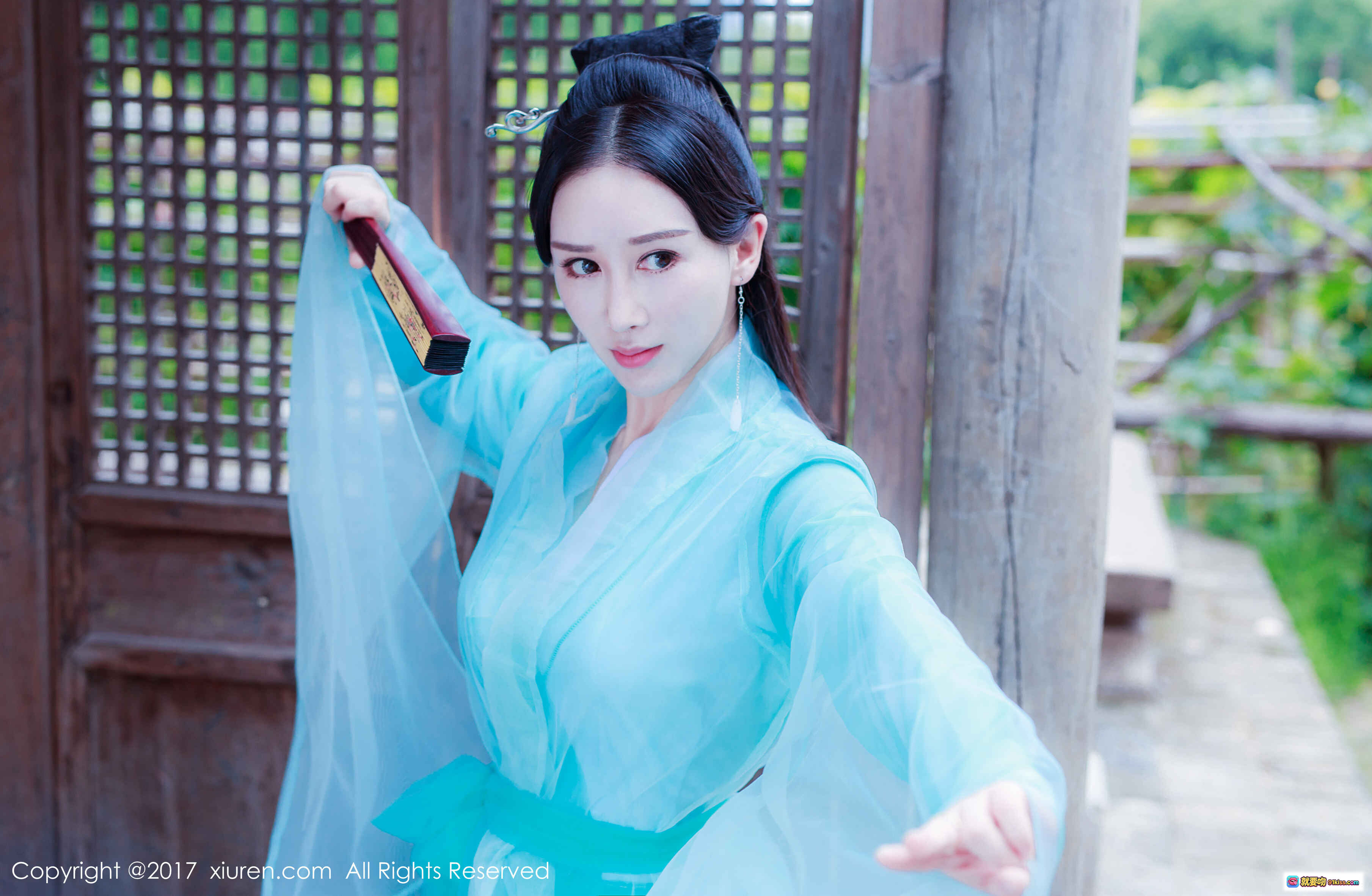 图片[9] - 邹晶晶古风写真｜粉色薄纱轻透装｜精致花钿妆容｜优雅古典美人｜秀人网高清图集 - 就要吻