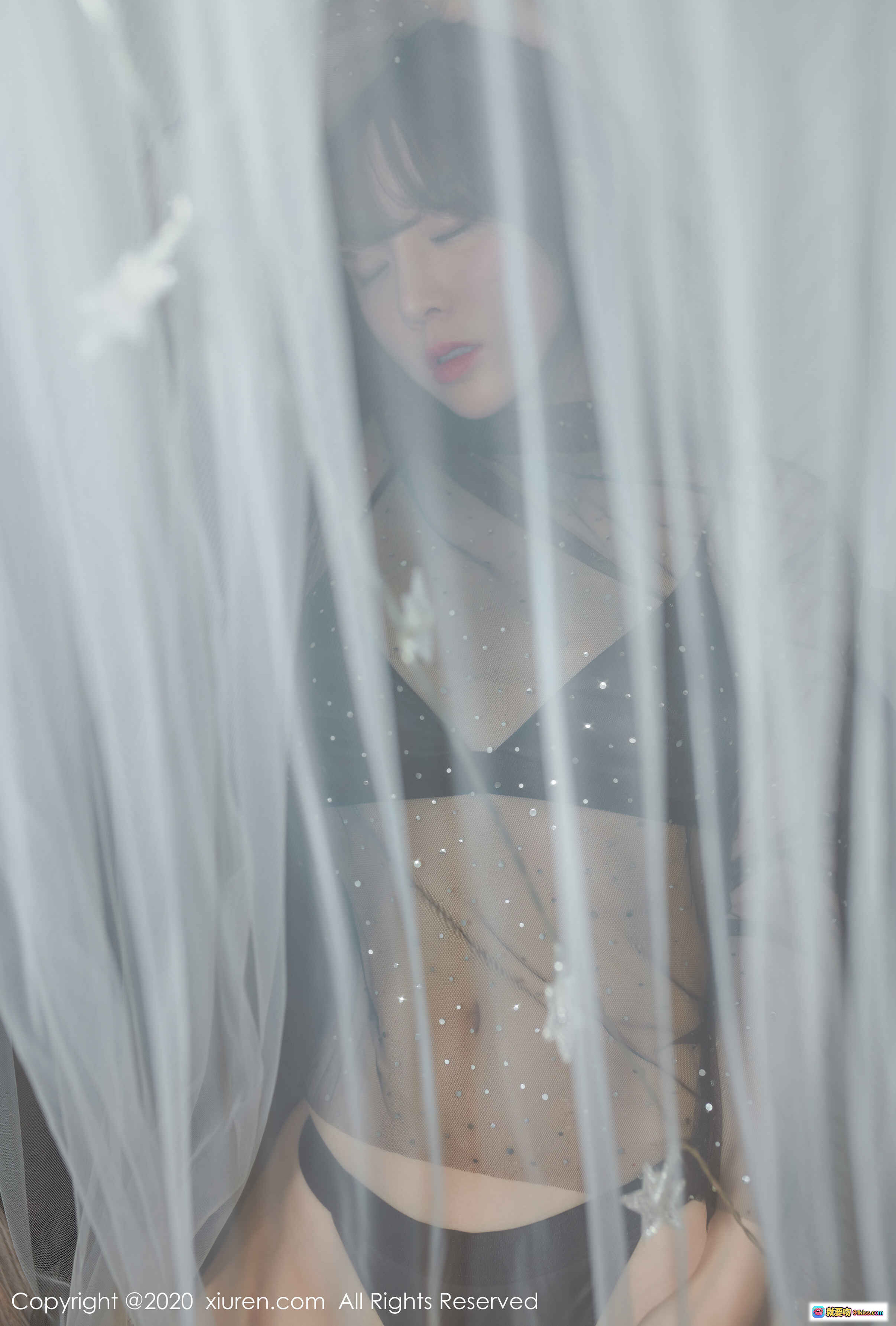 图片[8] - 王雨纯性感黑纱透视内衣写真 – 透明蕾丝点缀闪钻美胸翘臀 – XIUREN秀人网2020.01.13 No.1925 - 就要吻