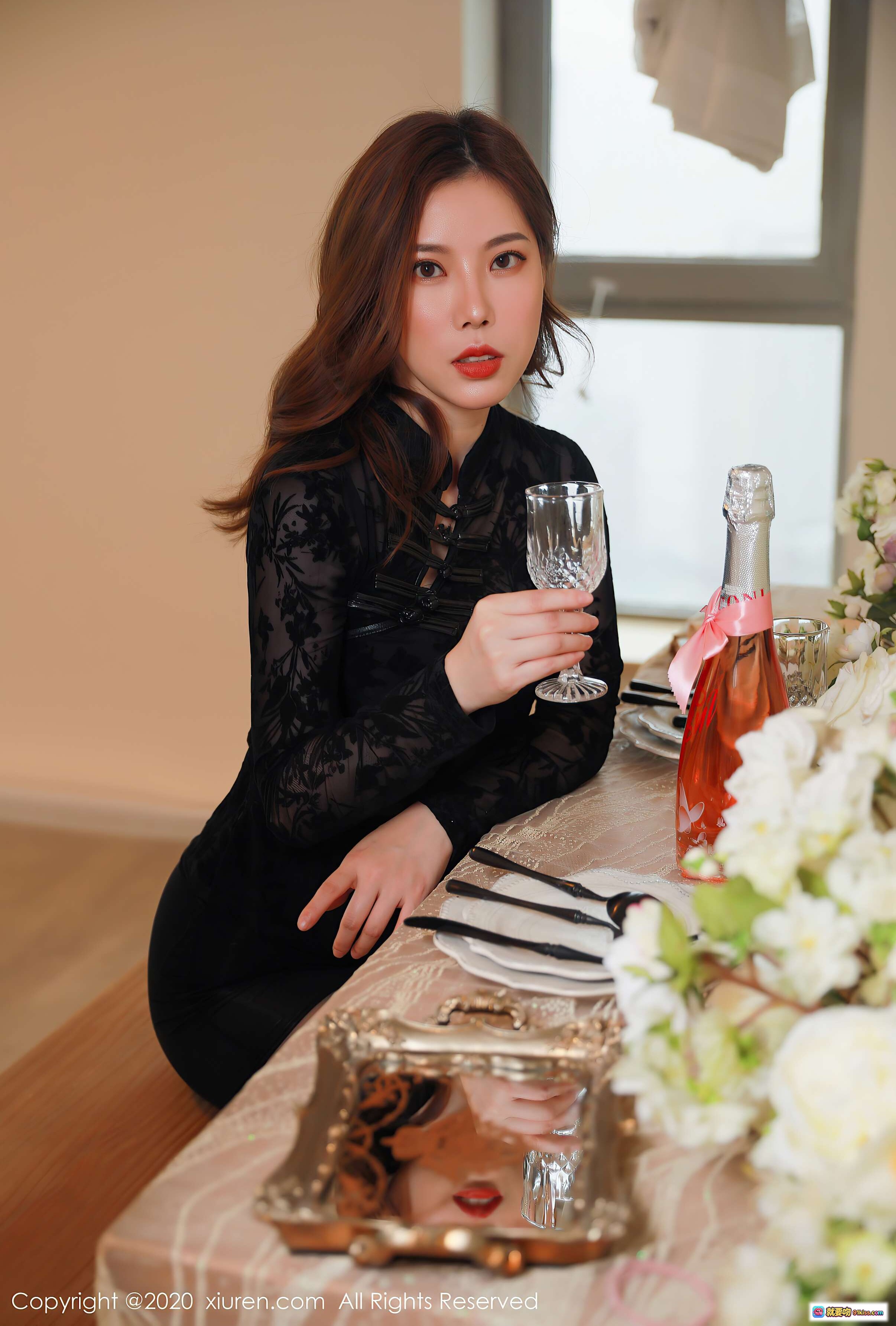 图片[3] - 白茹雪Abby黑蕾丝内衣浴缸写真 | XiuRen秀人网2020.07.30 No.2387 美女香槟镜前私房摄影 - 就要吻