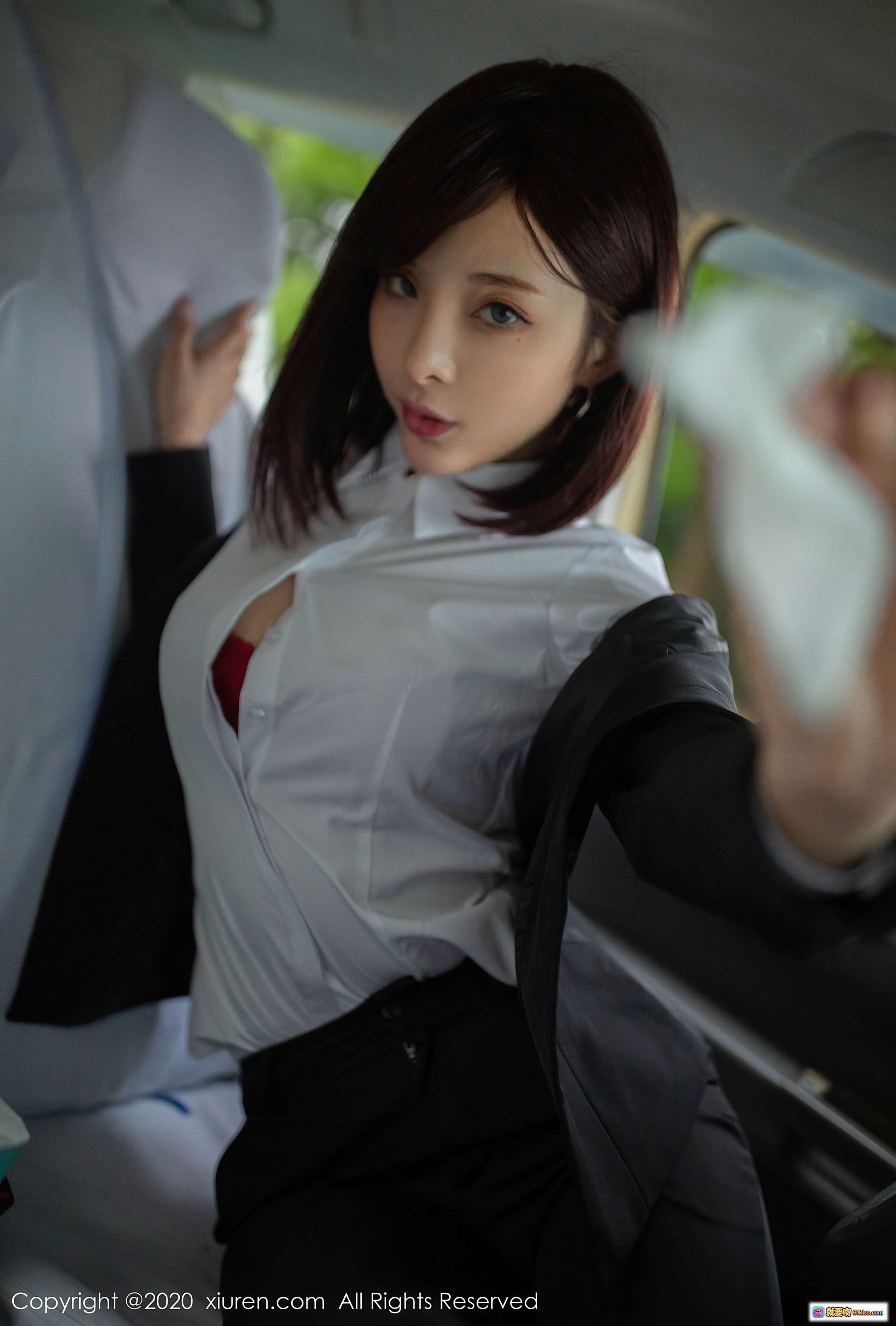 图片[3] - 陈小喵车内写真｜红蕾丝内衣+白衬衫+黑丝美腿｜秀人网2020.07.13 No.2322 - 就要吻