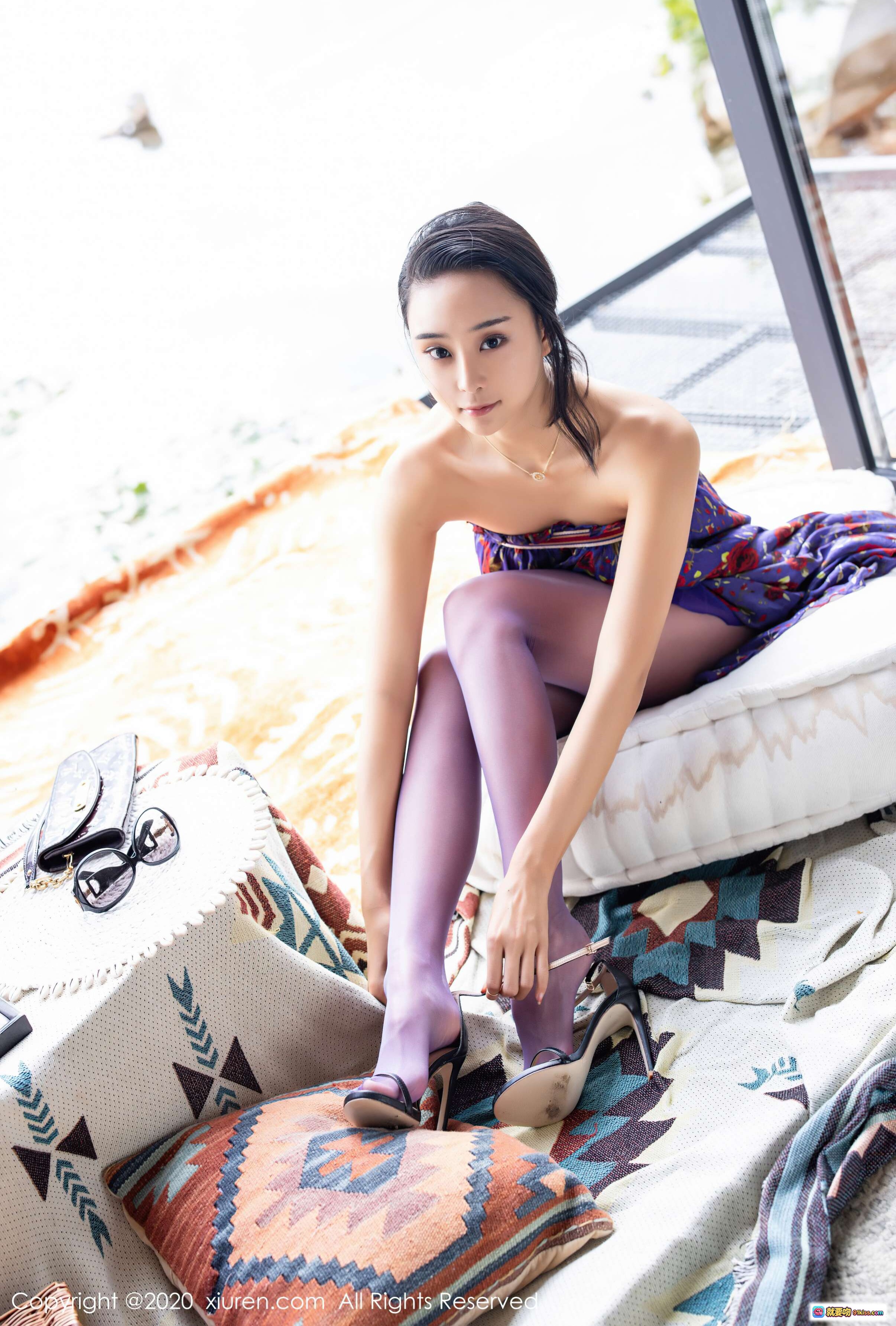 图片[8] - 蓝夏Akasha海边写真 | 紫色碎花长裙飘逸 | 秀人网VOL.2544 2020.09.09 | 裸足沙滩风情 | 高清摄影美图 - 就要吻