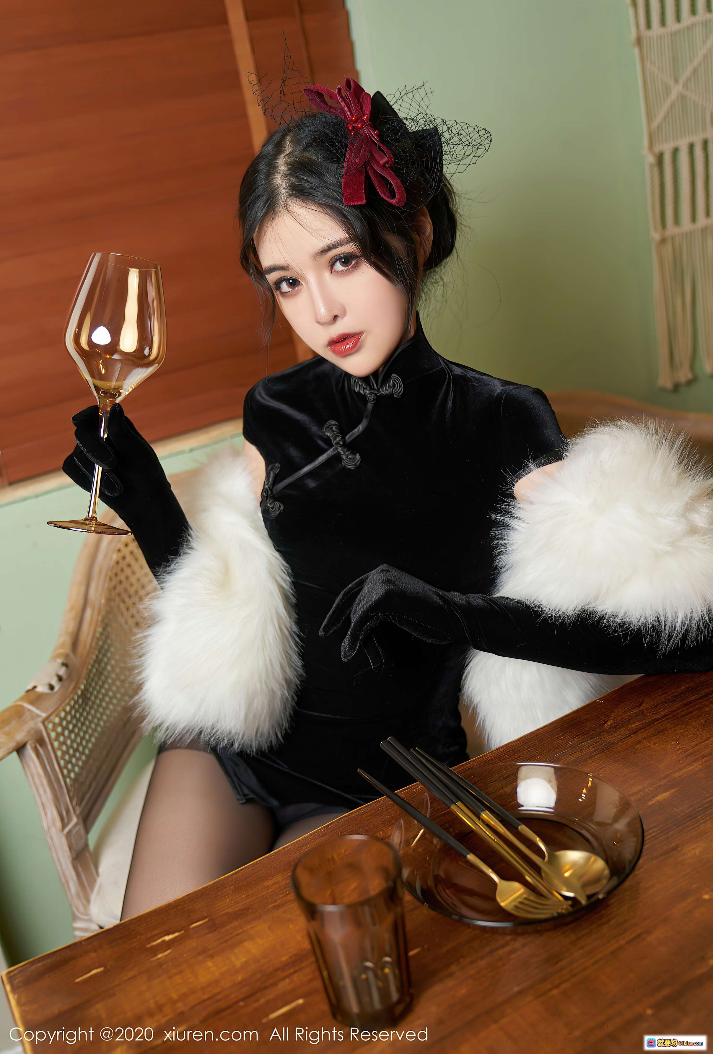 图片[9] - 韩静安黑丝高跟美腿写真｜优雅扇子造型｜秀人网2020经典私房摄影 - 就要吻