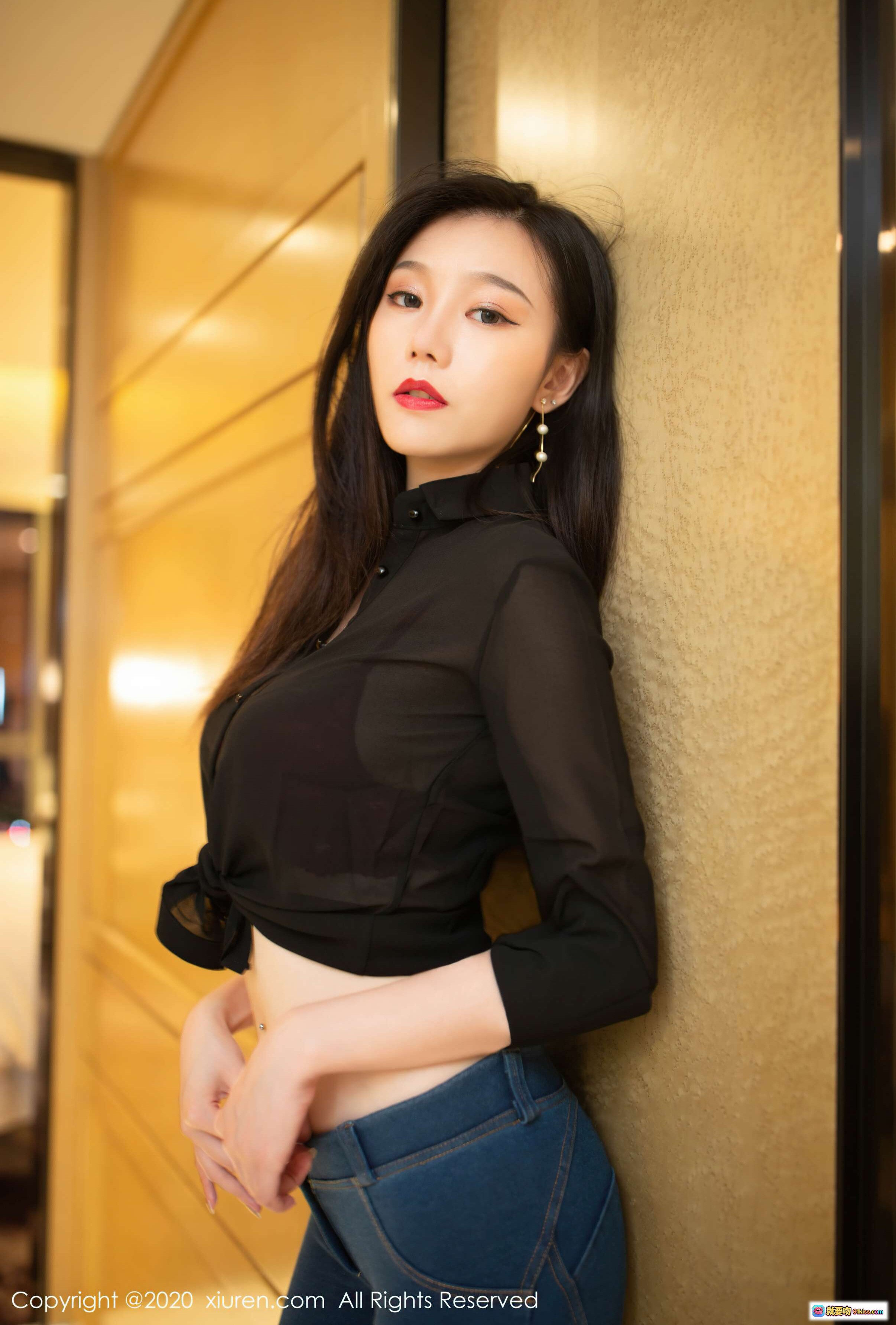 图片[5] - 安然Maleah红内衣黑丝美腿牛仔裤高跟鞋浴室写真 – XIUREN秀人网2020.09.08 VOL.2540 - 就要吻