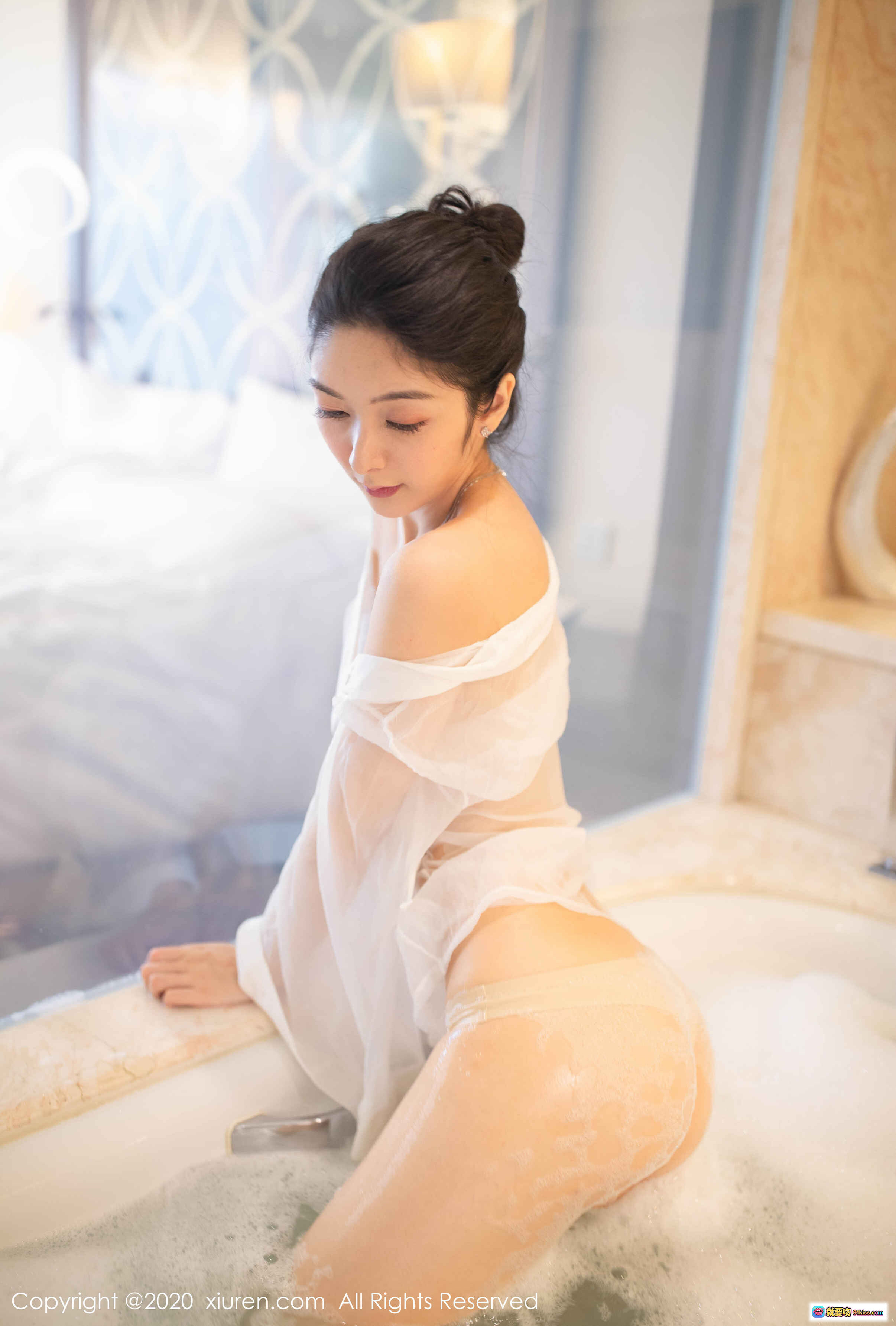 图片[9] - Angela小热巴浴缸湿身诱惑写真 | 透明衬衫蕾丝内衣性感私房照 | XIUREN秀人网2020.03.16 No.2063 - 就要吻