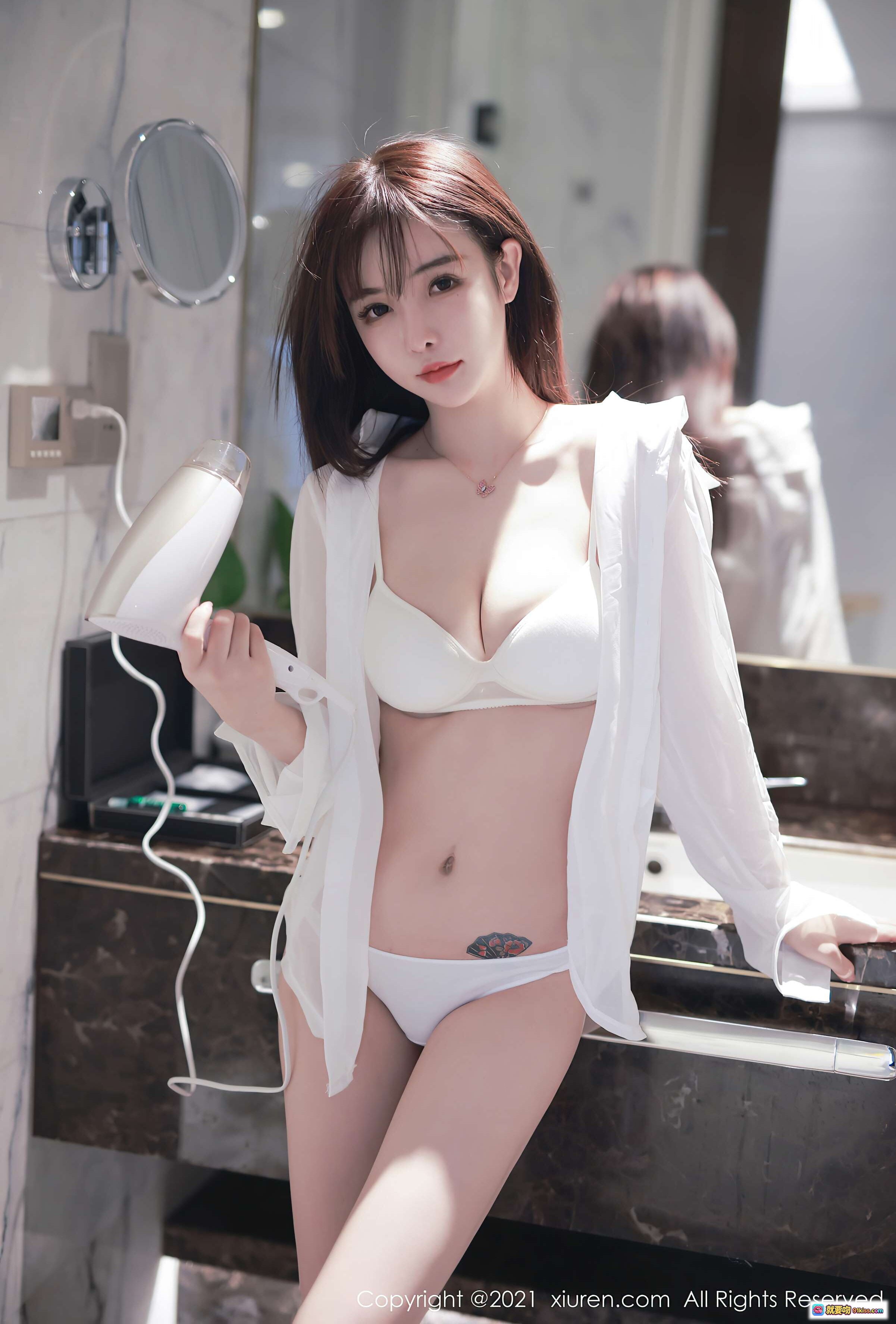 图片[3] - 南初妹妹白色透视衬衫写真｜秀人网2021.02.01 VOL.3064｜清纯性感私房美图 - 就要吻