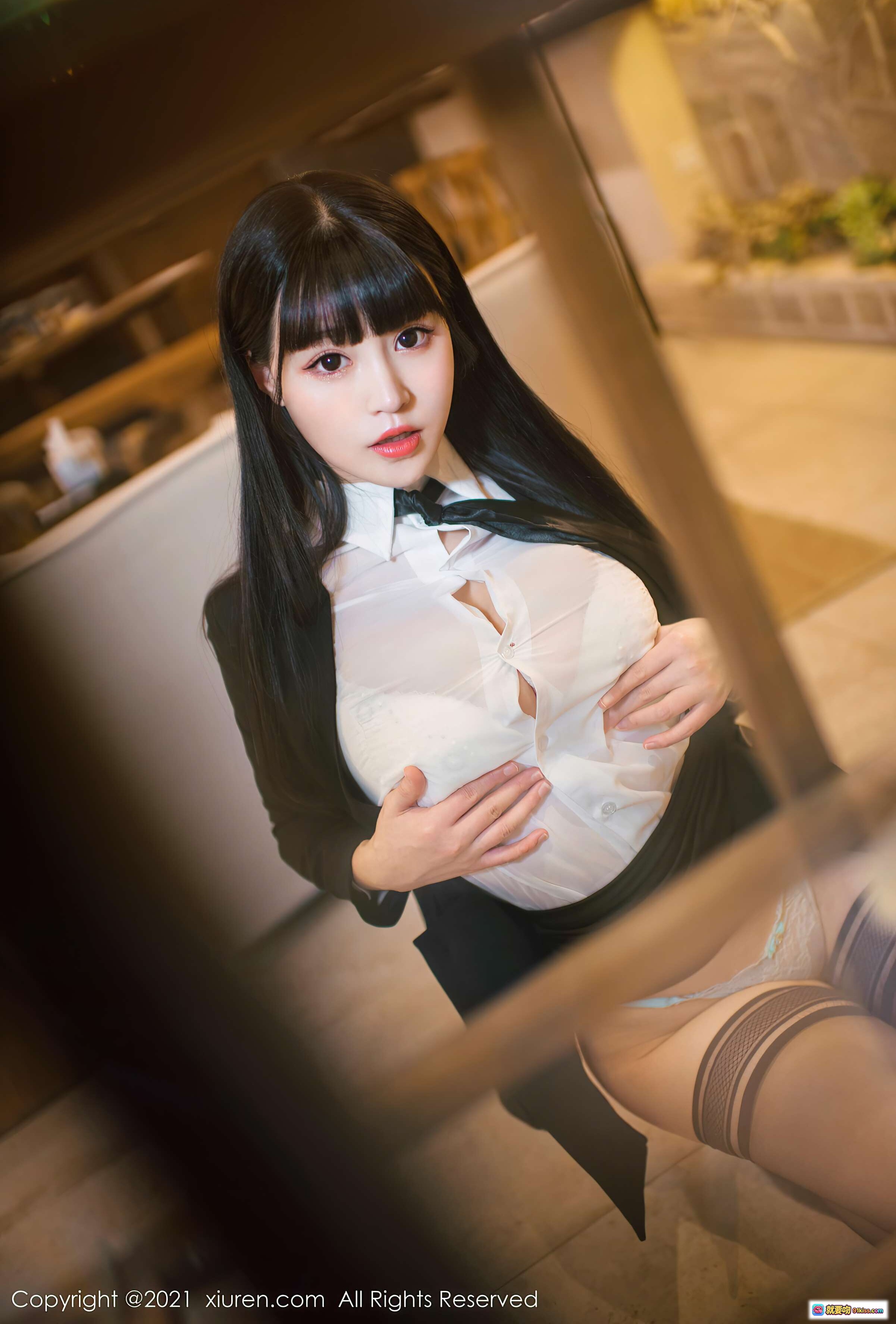 图片[6] - 朱可儿Flower校园风白衬衫黑西装长发写真｜秀人网2021.01.25 VOL.3038性感私房照 - 就要吻