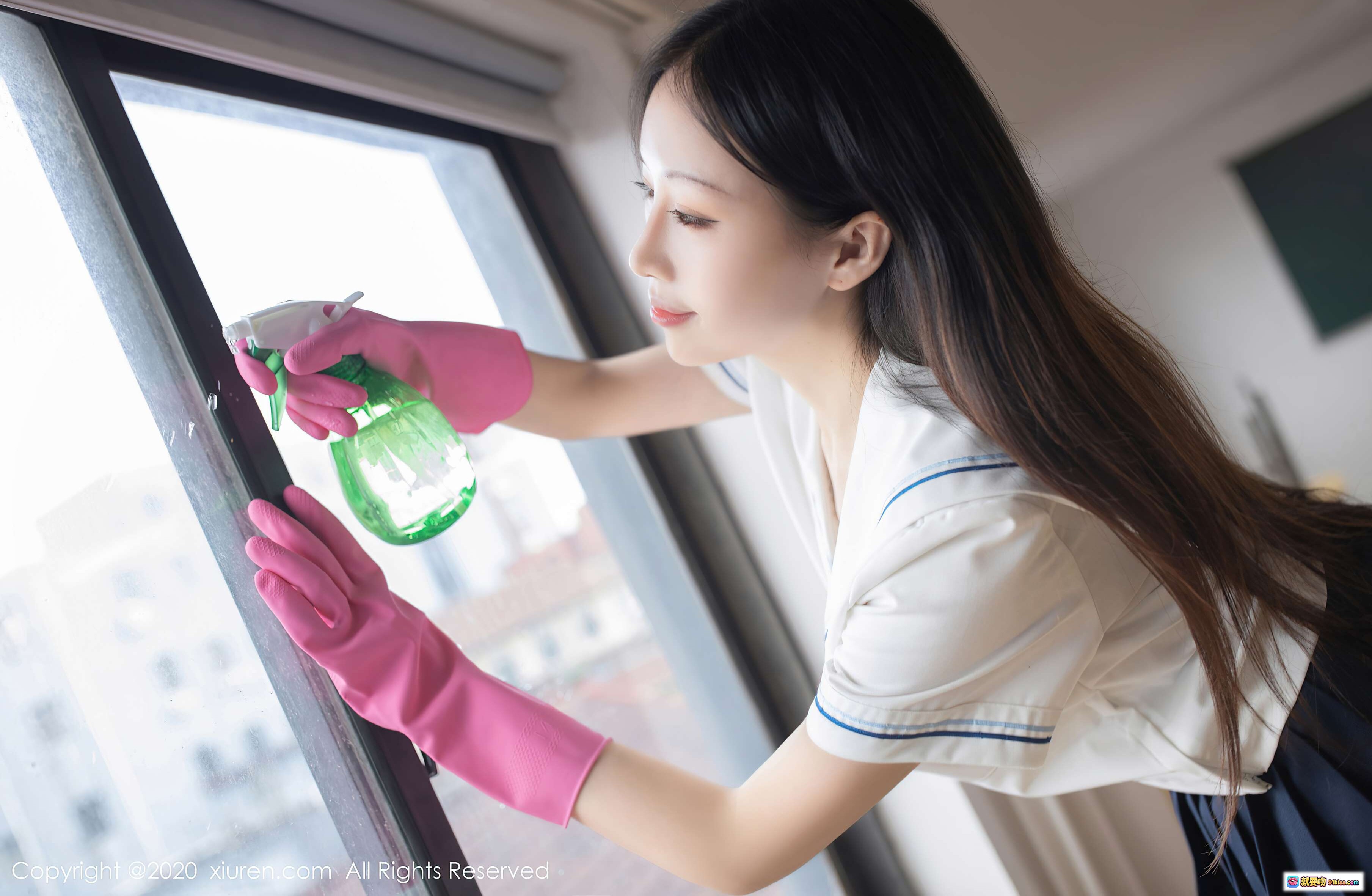 图片[8] - 月音瞳秀人网2020.11.05 VOL.2741 白色制服蓝边细节特写 58图高清写真集 - 就要吻