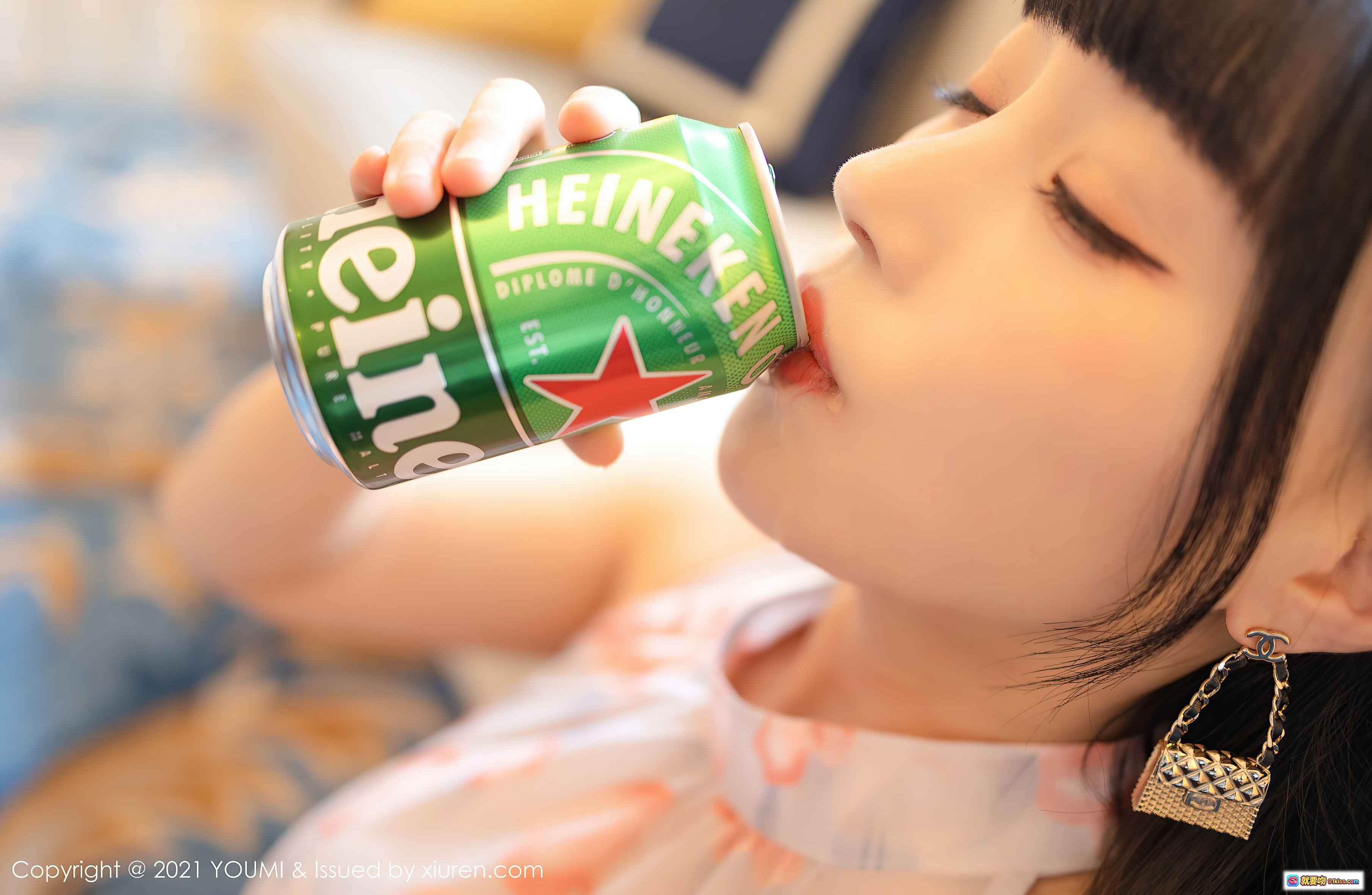 图片[8] - 朱可儿Flower优雅写真｜粉色透视连衣裙搭配Heineken啤酒｜YOUMI尤蜜荟VOL.599高清美图 - 就要吻