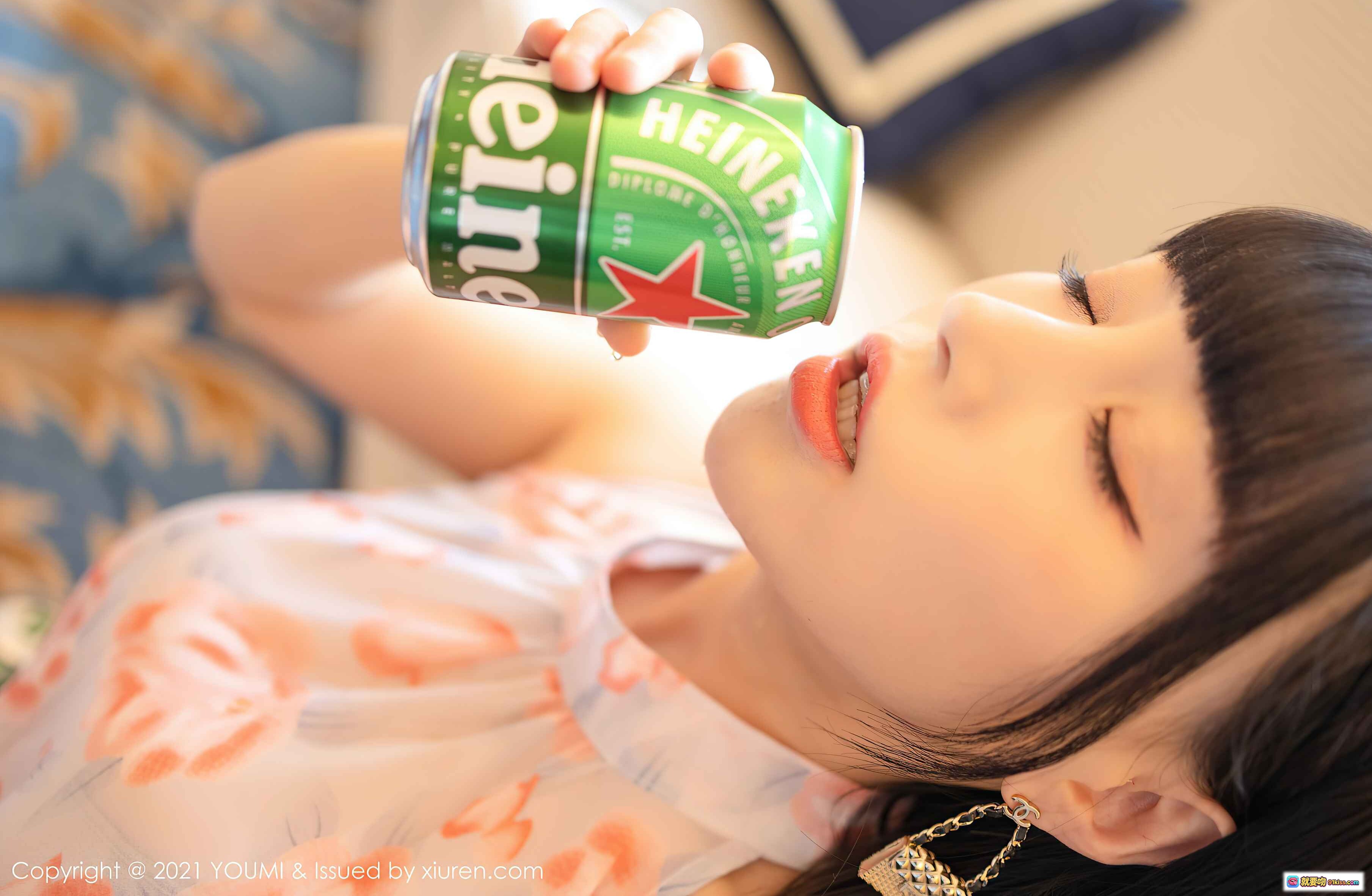 图片[9] - 朱可儿Flower优雅写真｜粉色透视连衣裙搭配Heineken啤酒｜YOUMI尤蜜荟VOL.599高清美图 - 就要吻