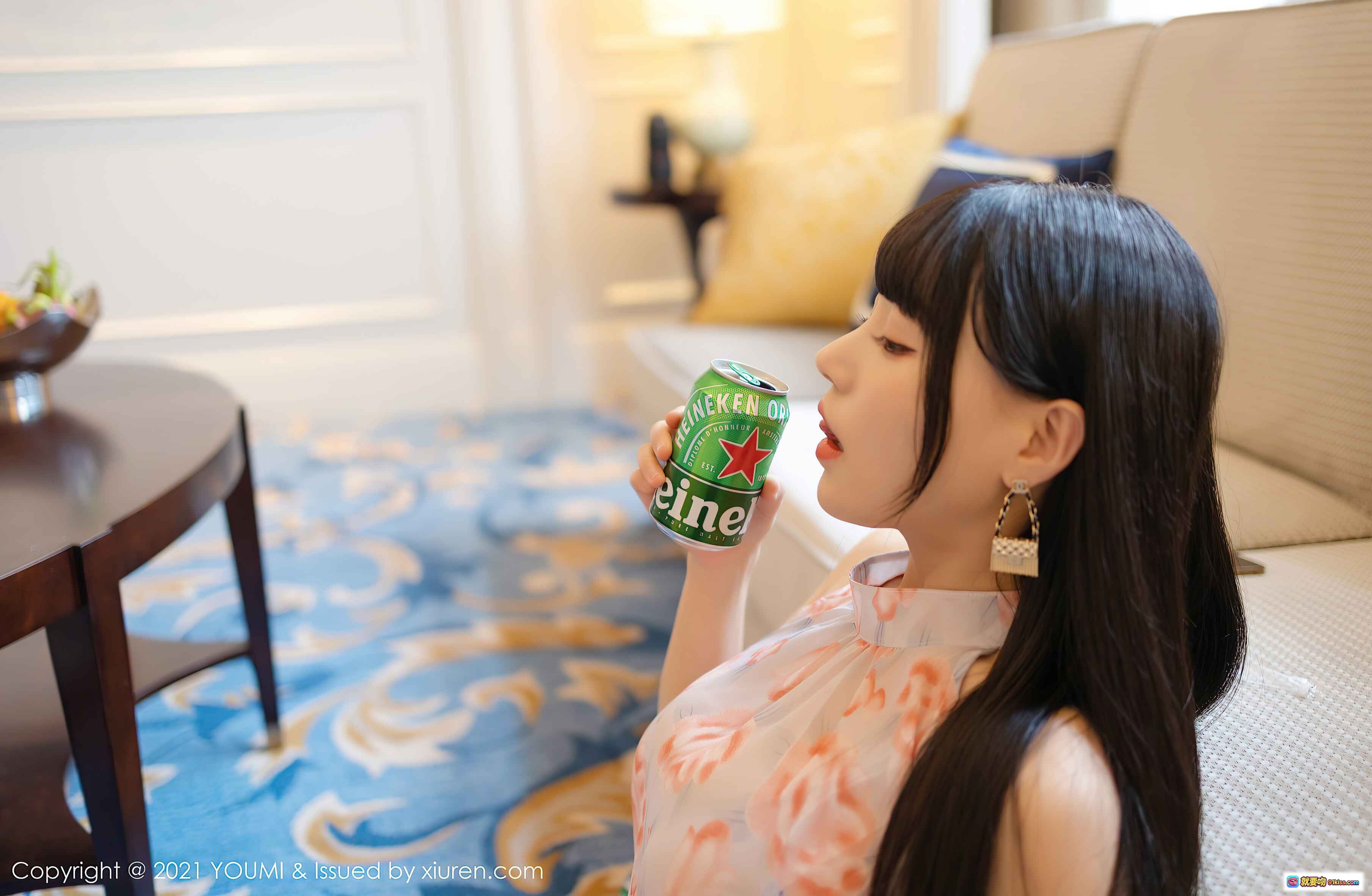 图片[4] - 朱可儿Flower优雅写真｜粉色透视连衣裙搭配Heineken啤酒｜YOUMI尤蜜荟VOL.599高清美图 - 就要吻