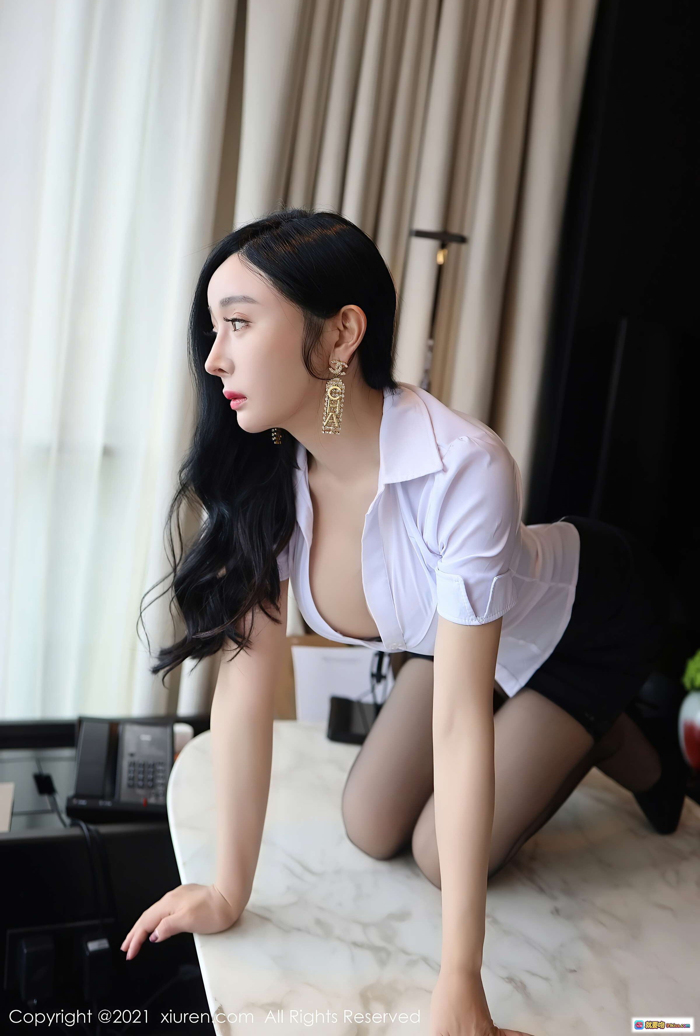 图片[6] - 允爾白衬衫黑短裙丝袜高跟美腿写真 – XIUREN秀人网2021.02.18 VOL.3101 - 就要吻