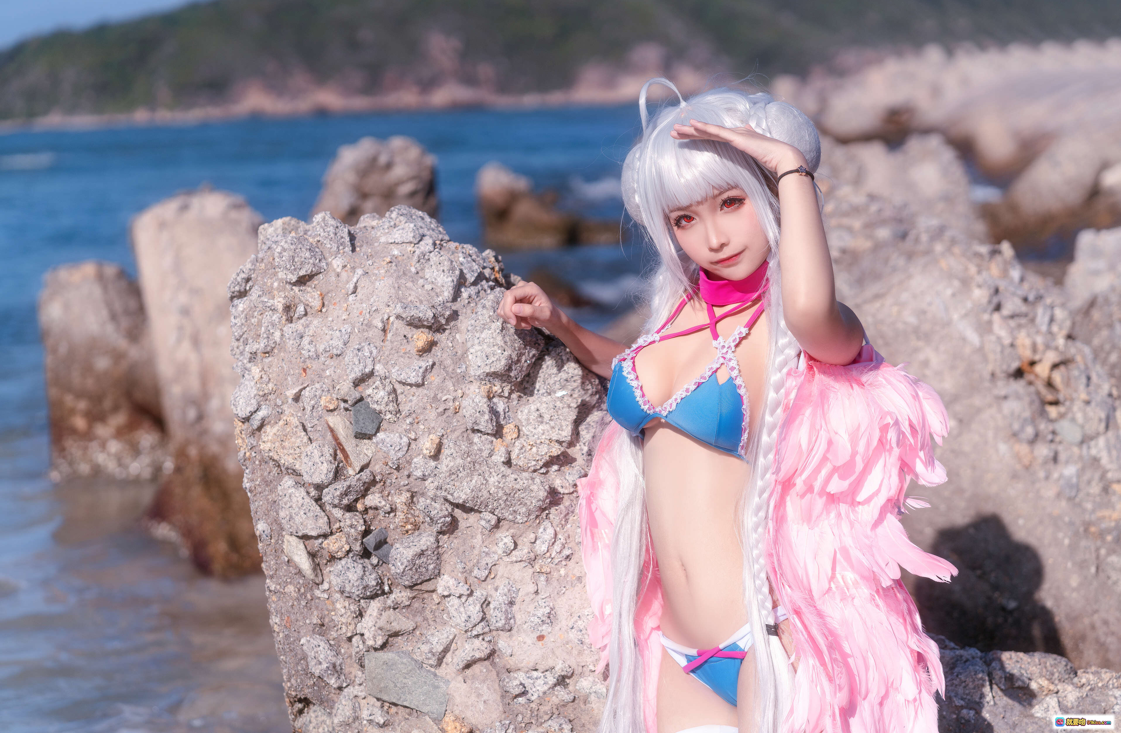 图片[2] - 蠢沫沫NO.079可畏比基尼写真-海边岩石性感美腿白丝粉发造型38P高清图集 - 就要吻