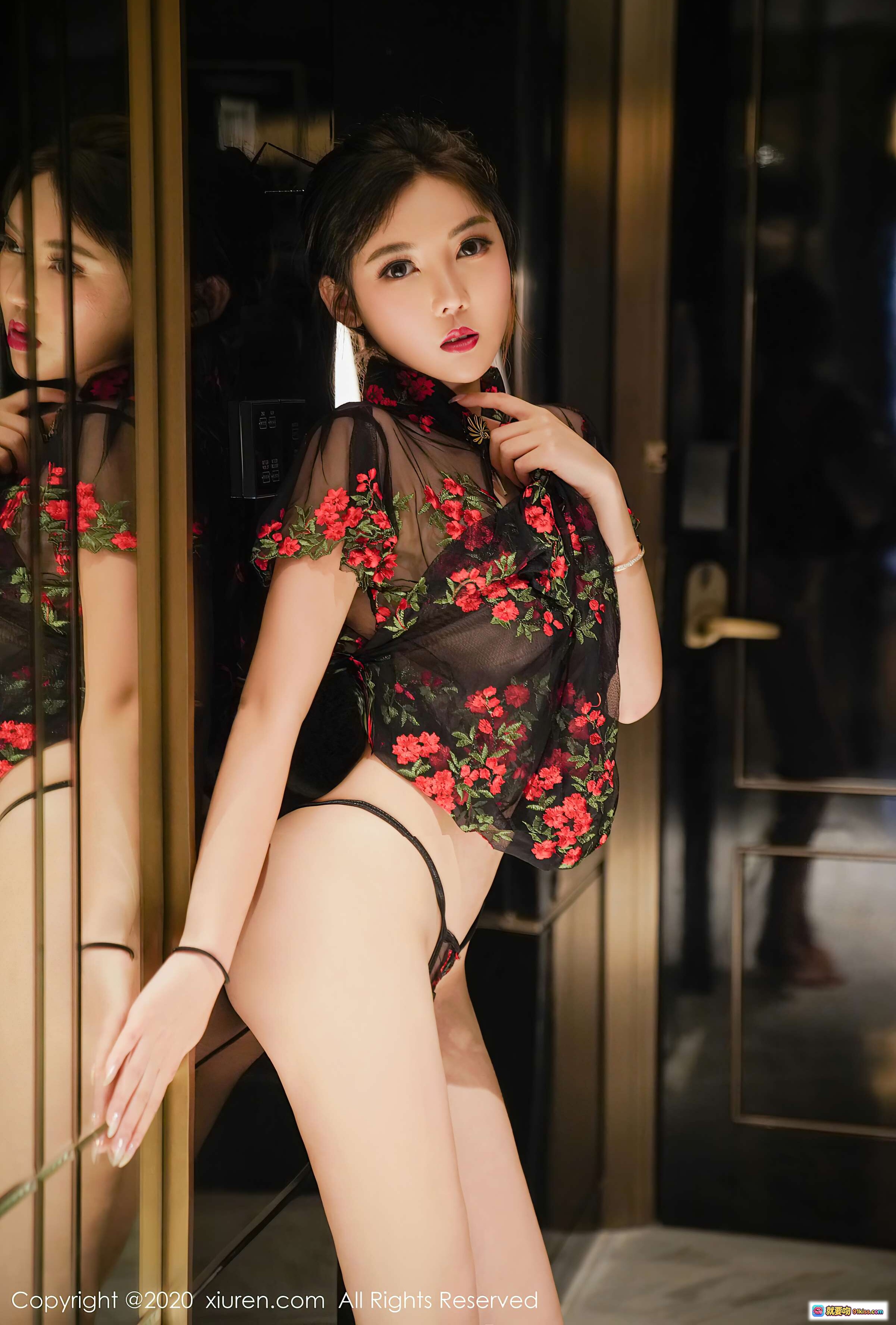 图片[6] - 黑纱红花旗袍写真｜性感美腿私房照｜秀人网2020年12月Vol.2849模特合集 - 就要吻