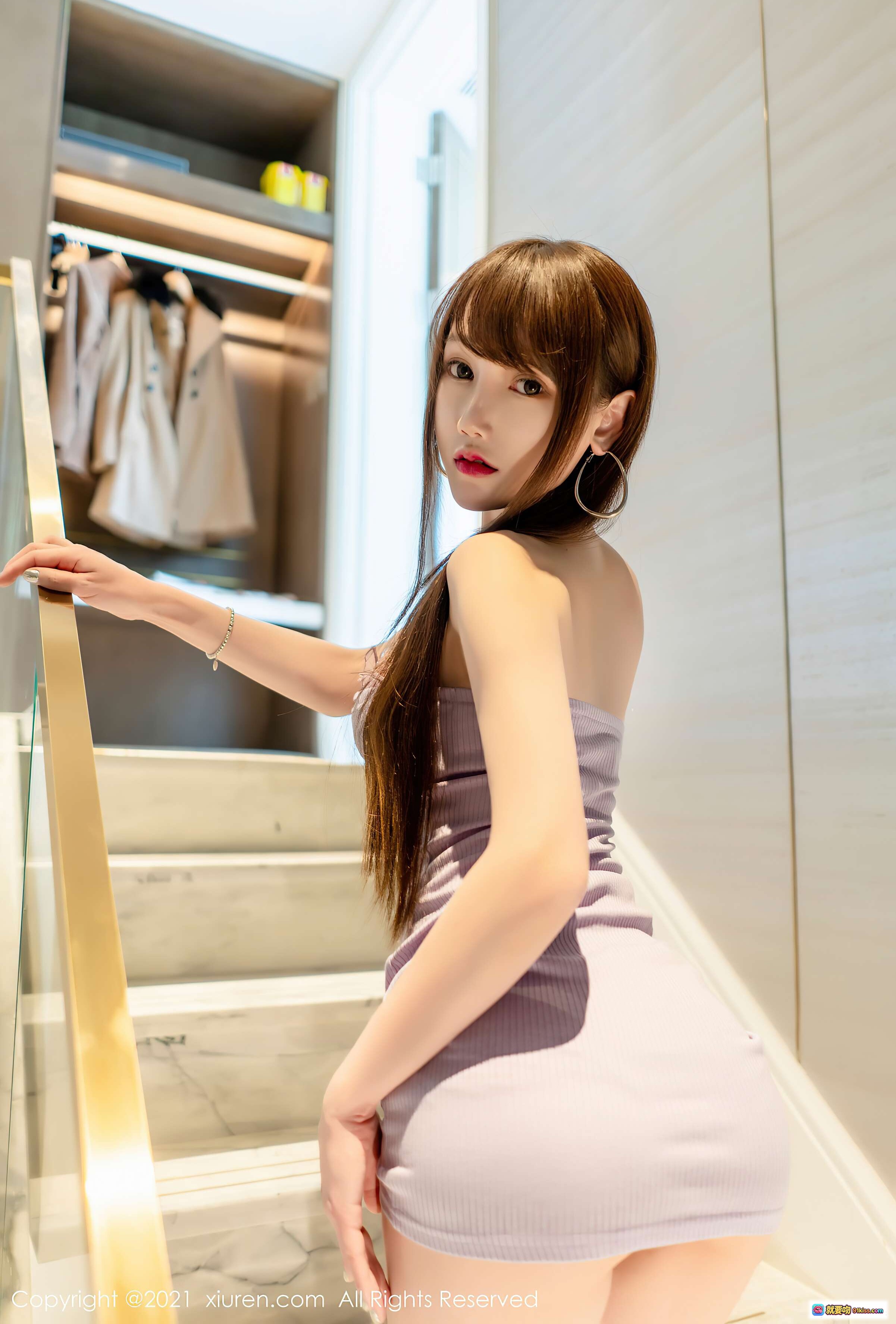 图片[6] - 星小兔Meetu紫色抹胸内衣写真｜秀人网2021.01.20 VOL.3025｜浴室大理石背景性感私房照 - 就要吻