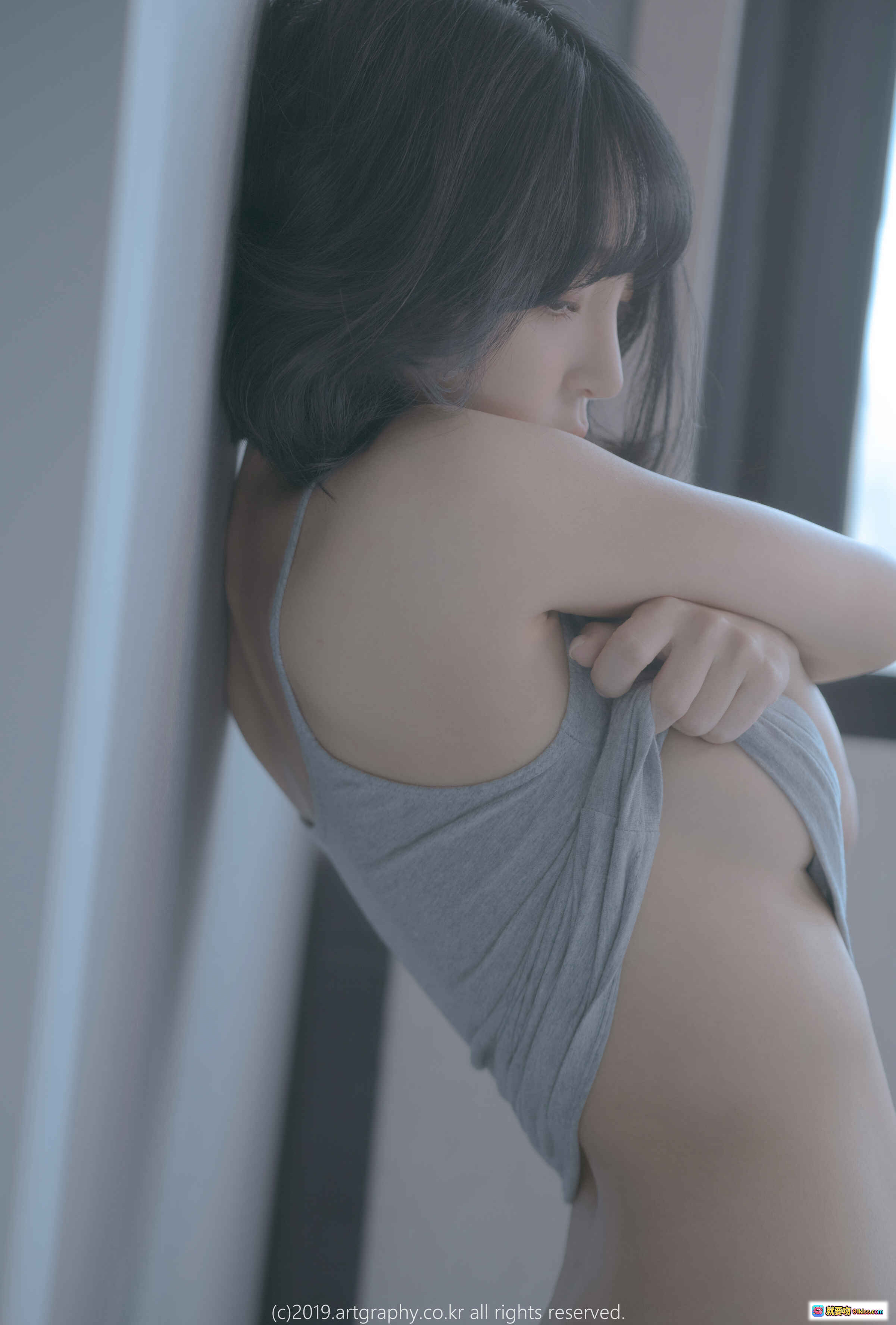 图片[8] - 姜仁卿 NO.014 ARTGRAVIA_VOL80 黑色吊带内衣+金属链项圈 甜美短发写真 时尚性感私房照 - 就要吻