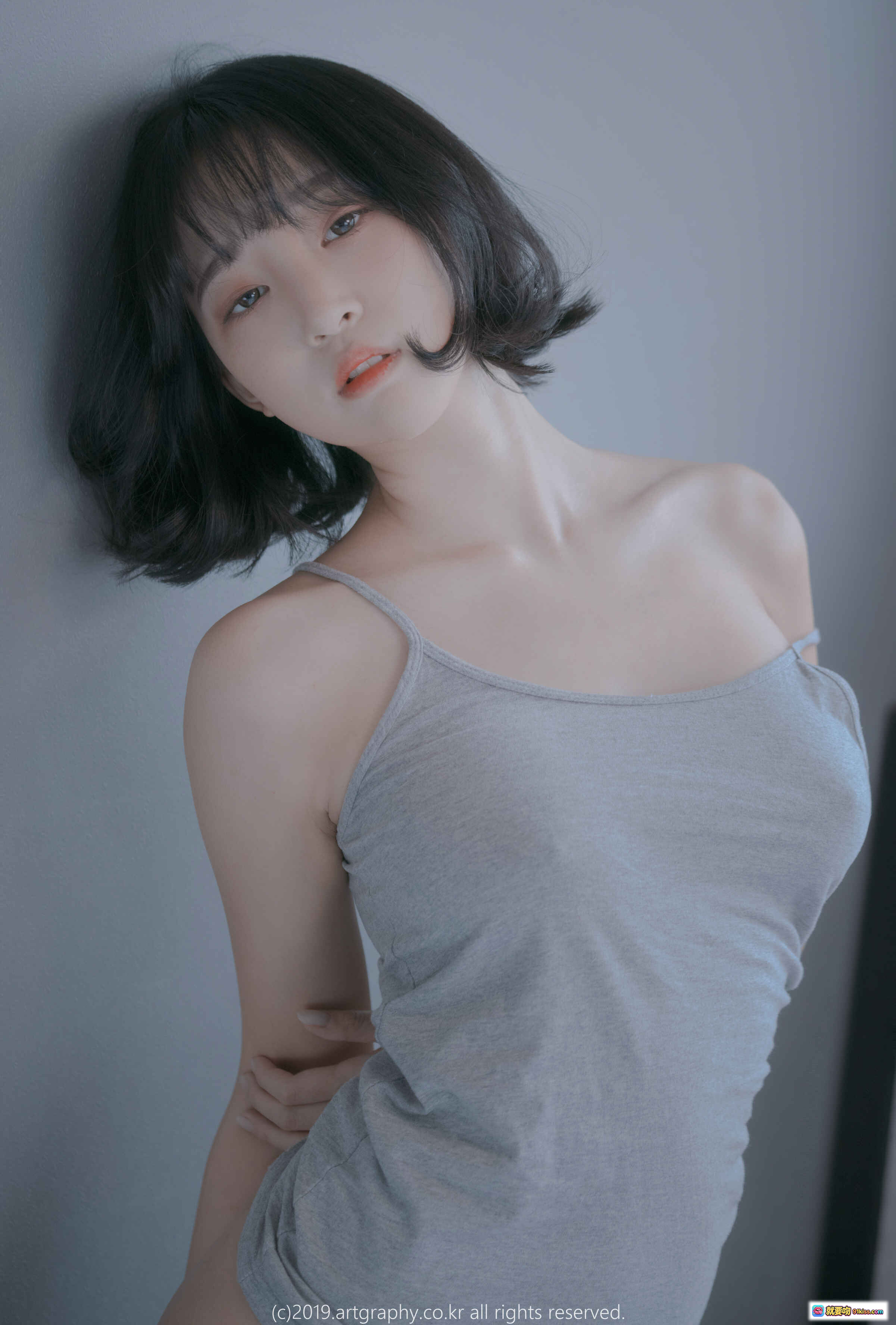 图片[10] - 姜仁卿 NO.014 ARTGRAVIA_VOL80 黑色吊带内衣+金属链项圈 甜美短发写真 时尚性感私房照 - 就要吻