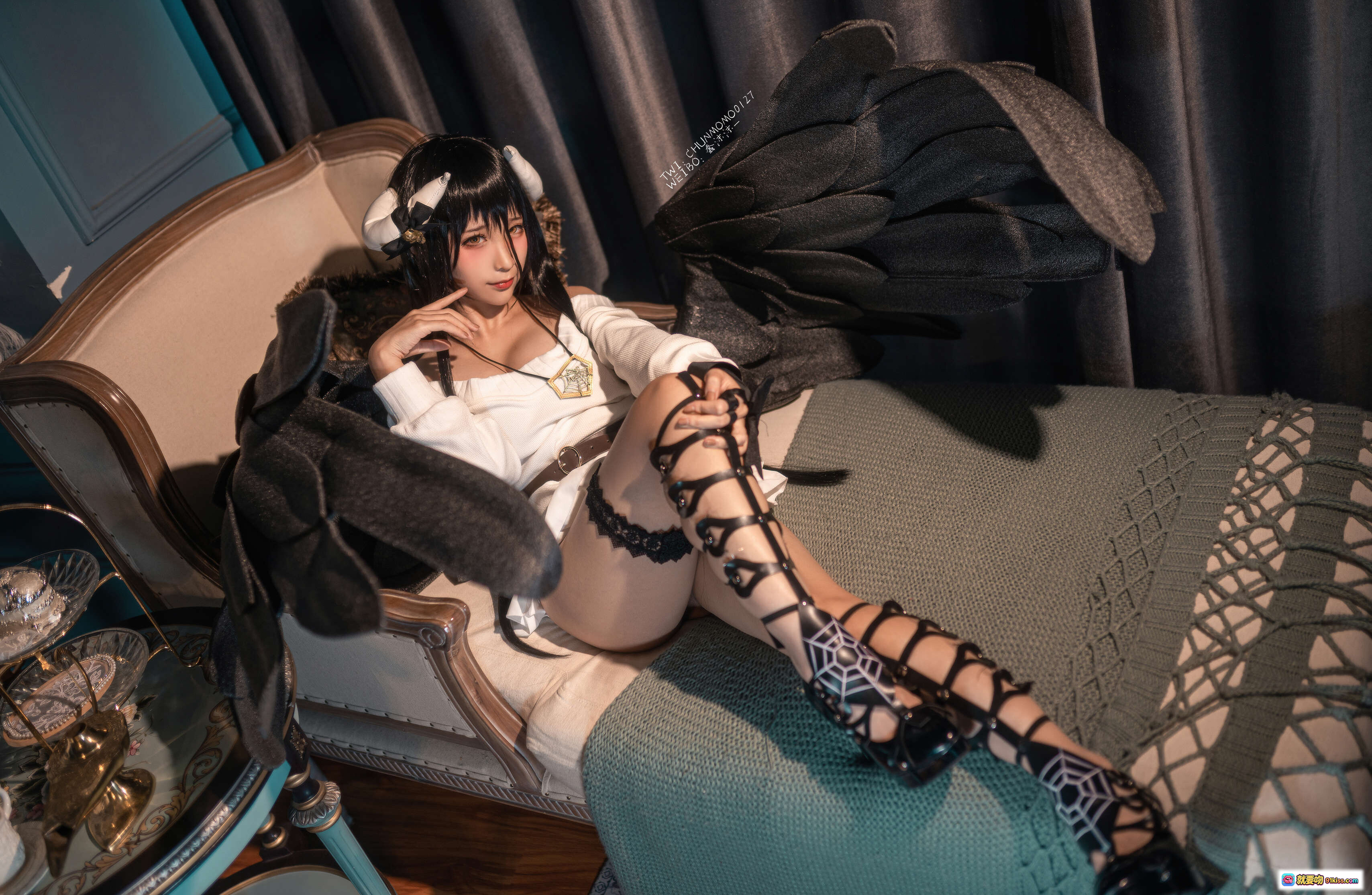 图片[10] - 蠢沫沫NO.096雅儿贝德cos毛衣写真40P高清图集 黑翼少女宫廷风美腿蕾丝袜优雅坐姿摄影 - 就要吻