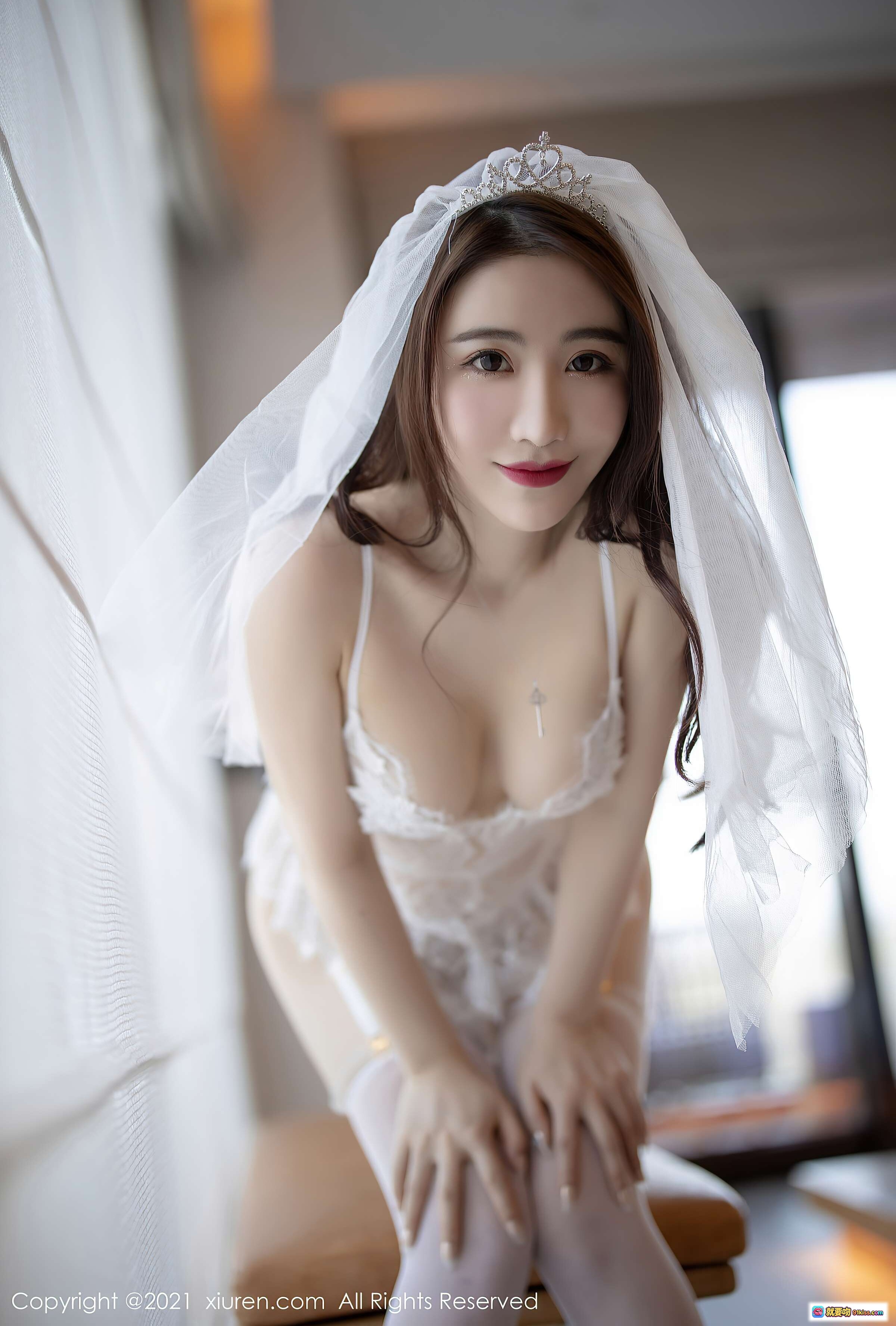 图片[6] - Cherry绯月樱白色蕾丝婚纱内衣写真｜性感吊带袜高跟鞋私房美拍｜XIUREN秀人网2021.03.04 VOL.3166 - 就要吻