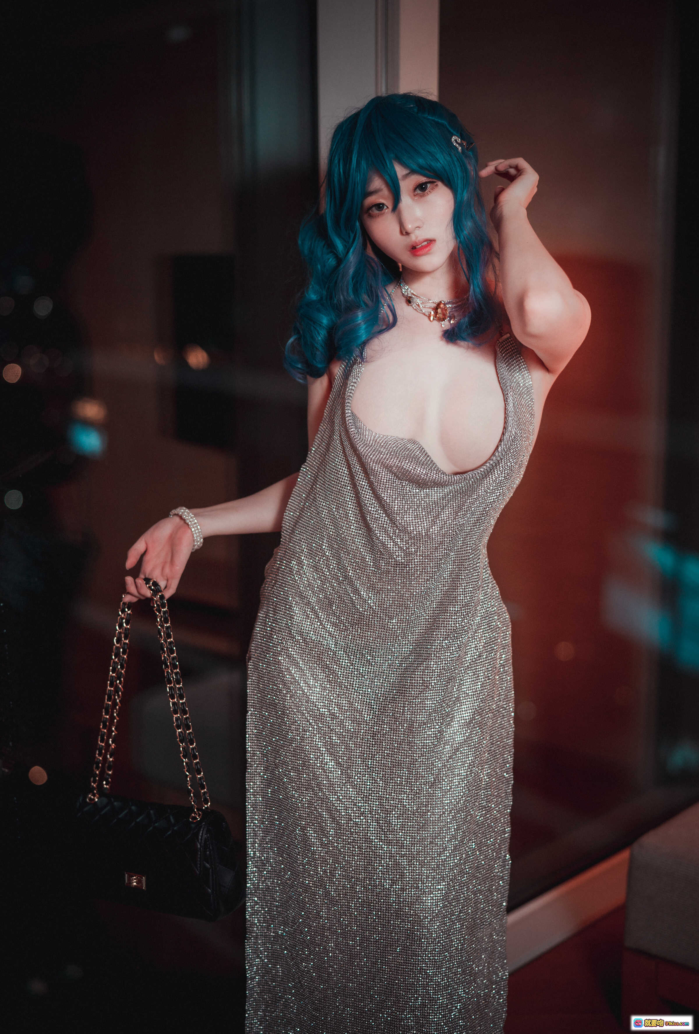 图片[10] - Bambi DJAWA Azur Lane USS Saint Louis Cosplay 美腿高跟闪亮礼服室内写真 - 就要吻