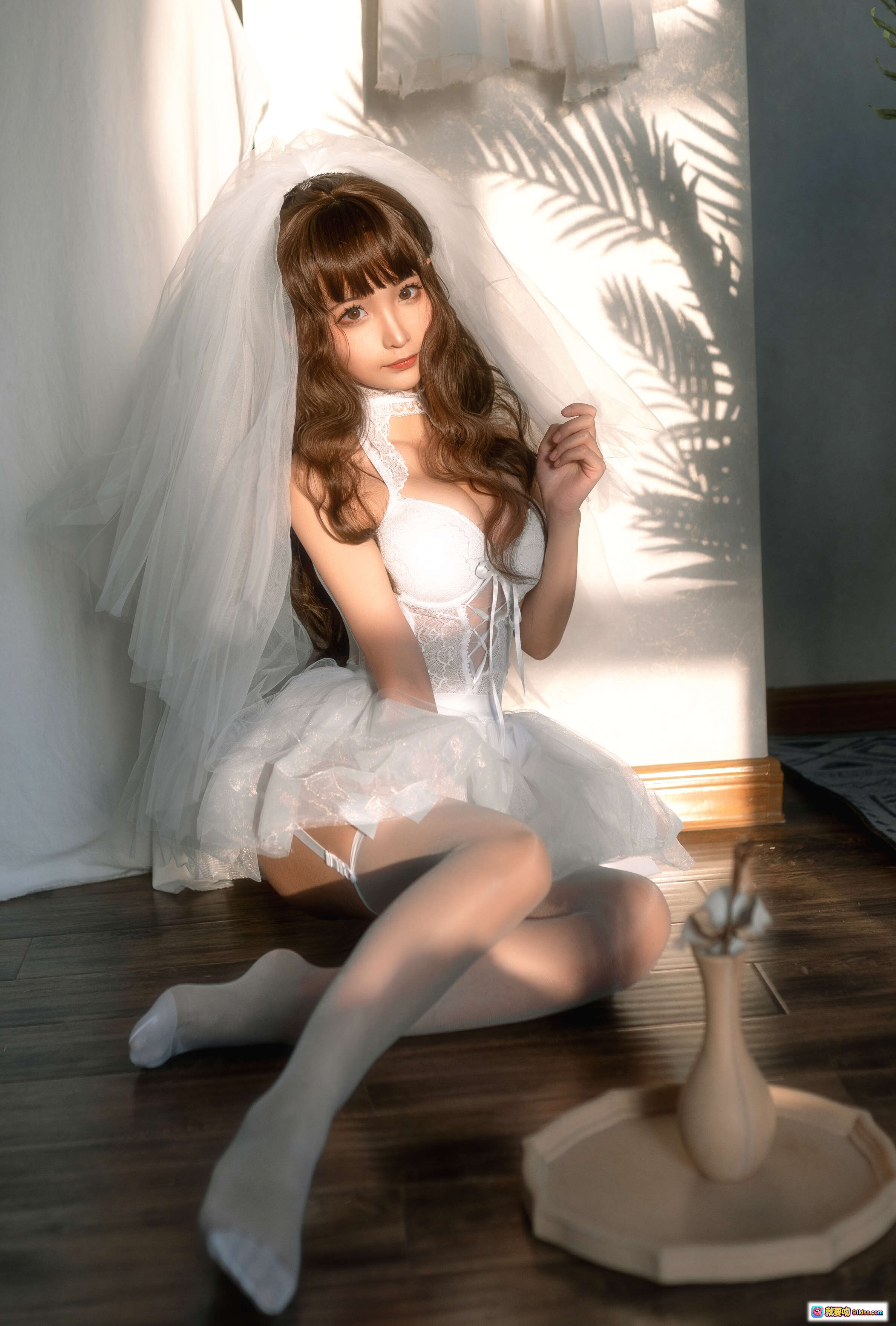 图片[7] - 蠢沫沫NO.060婚纱写真：蕾丝内衣+薄纱头纱+美臀特写+白丝袜+私房性感摄影42P - 就要吻