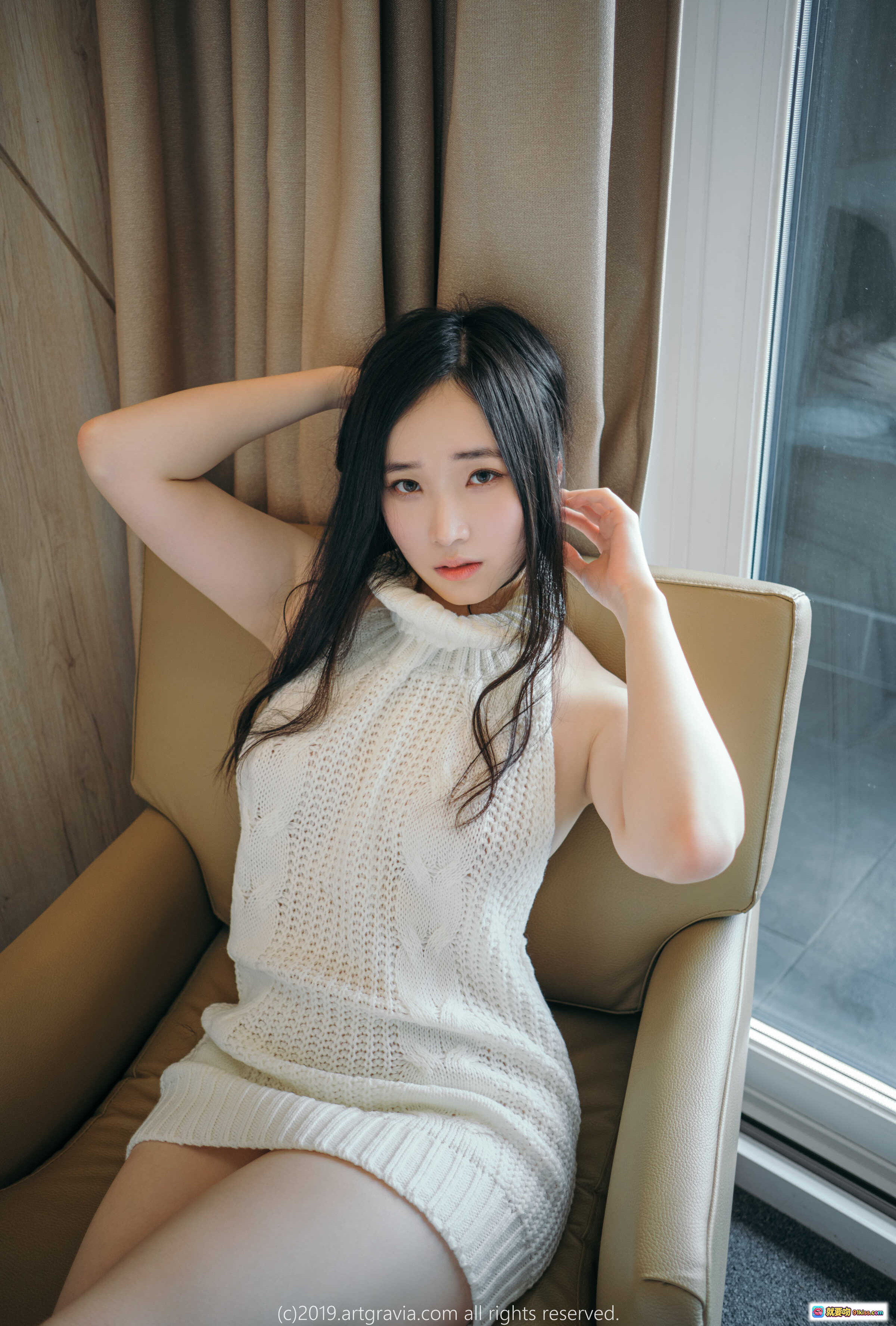 图片[8] - Bambi ARTGRAVIA_VOL106 背影写真 美臀曲线 白色针织披肩 室内窗边私房摄影 优雅性感 2019艺术人像 - 就要吻