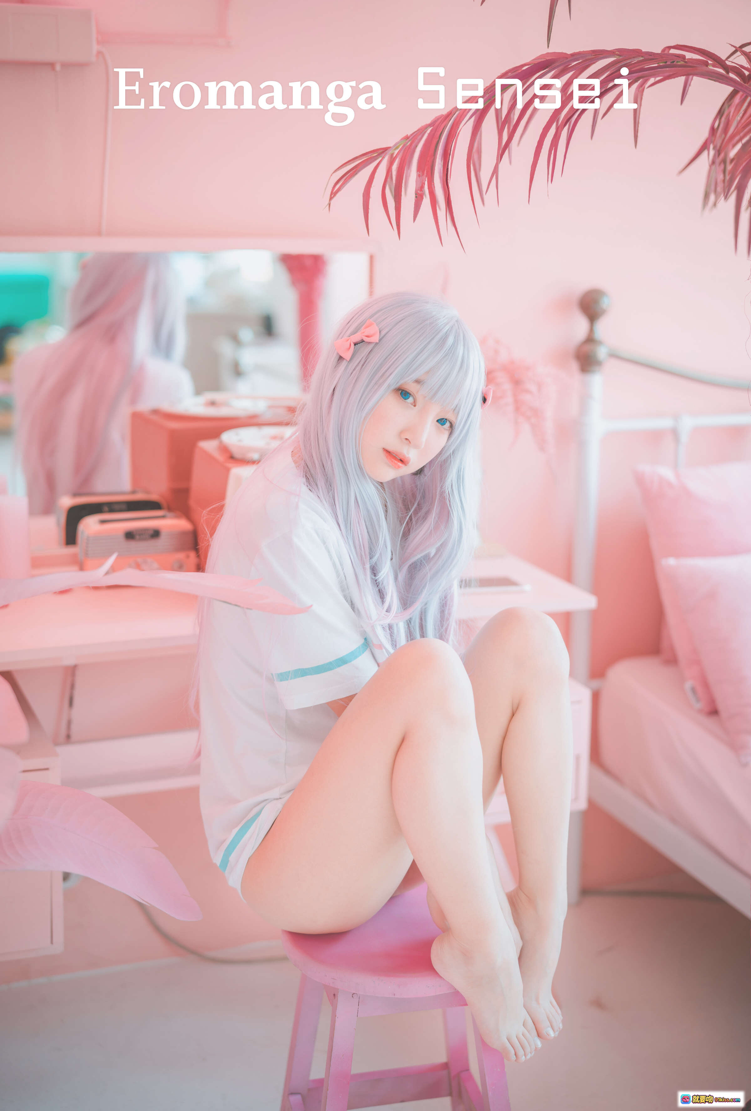 图片[5] - 姜仁卿 NO.038 Eromanga Sensei 白发少女居家写真 粉色系床品 纯欲风cosplay 侧坐回眸 甜美诱惑 无视频 - 就要吻