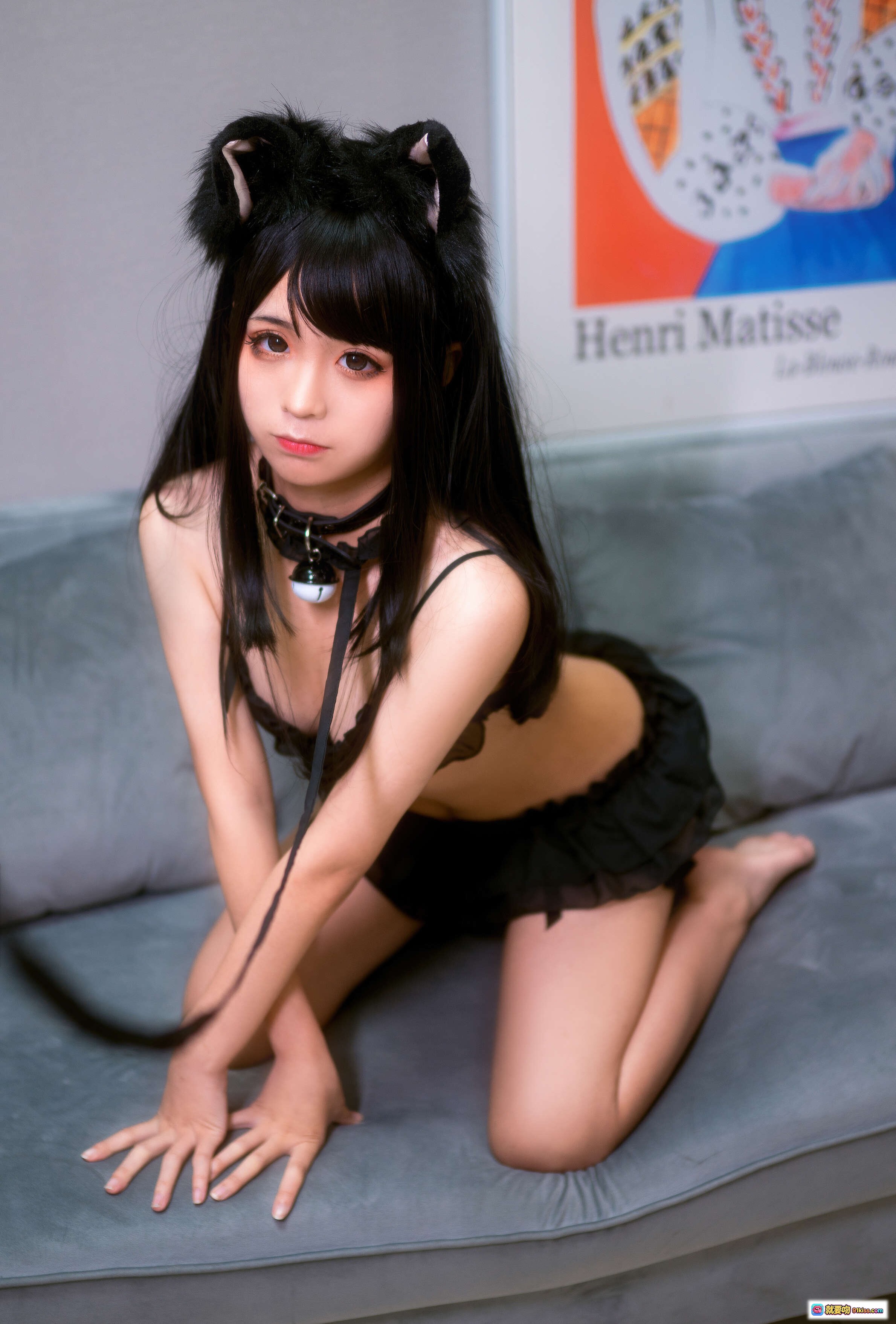 图片[8] - 蠢沫沫NO.016黑猫写真50P553MB 白毛绒装饰黑丝吊带性感躺卧沙发美图 - 就要吻