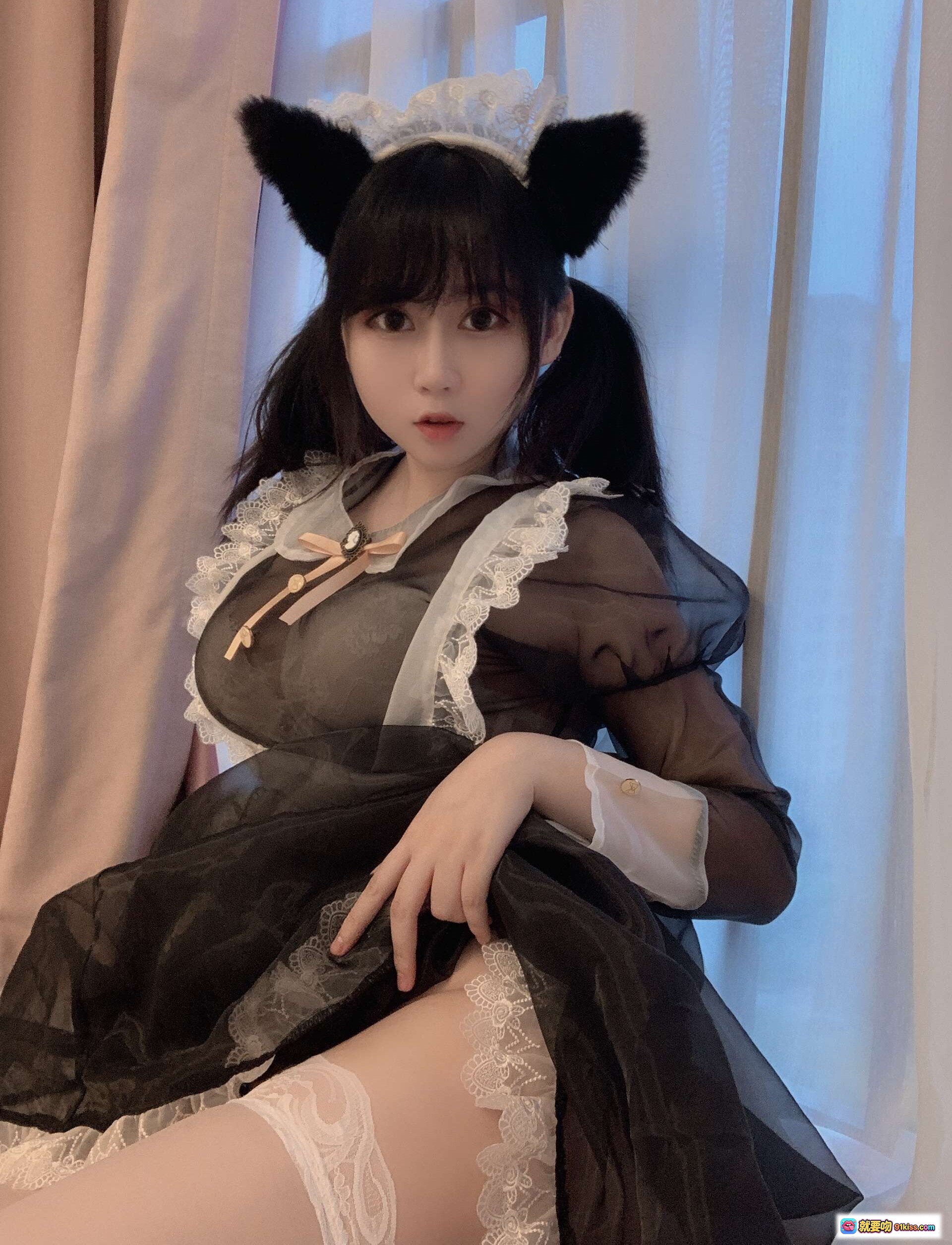 图片[8] - 依酱吖 NO.001 透明女仆装黑猫耳蕾丝边性感写真30P高清图集 - 就要吻